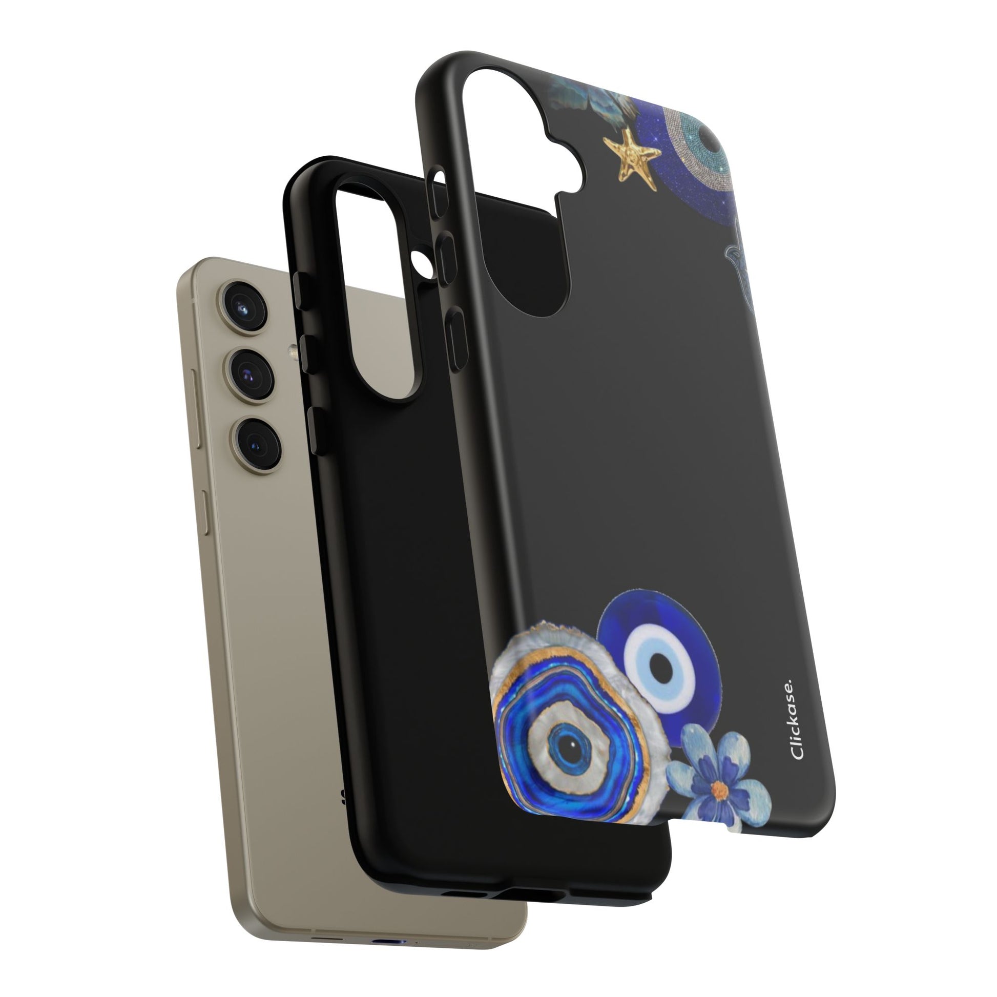 Evil Eye Protection – Blue Hamsa Charm Tough Phone Case by