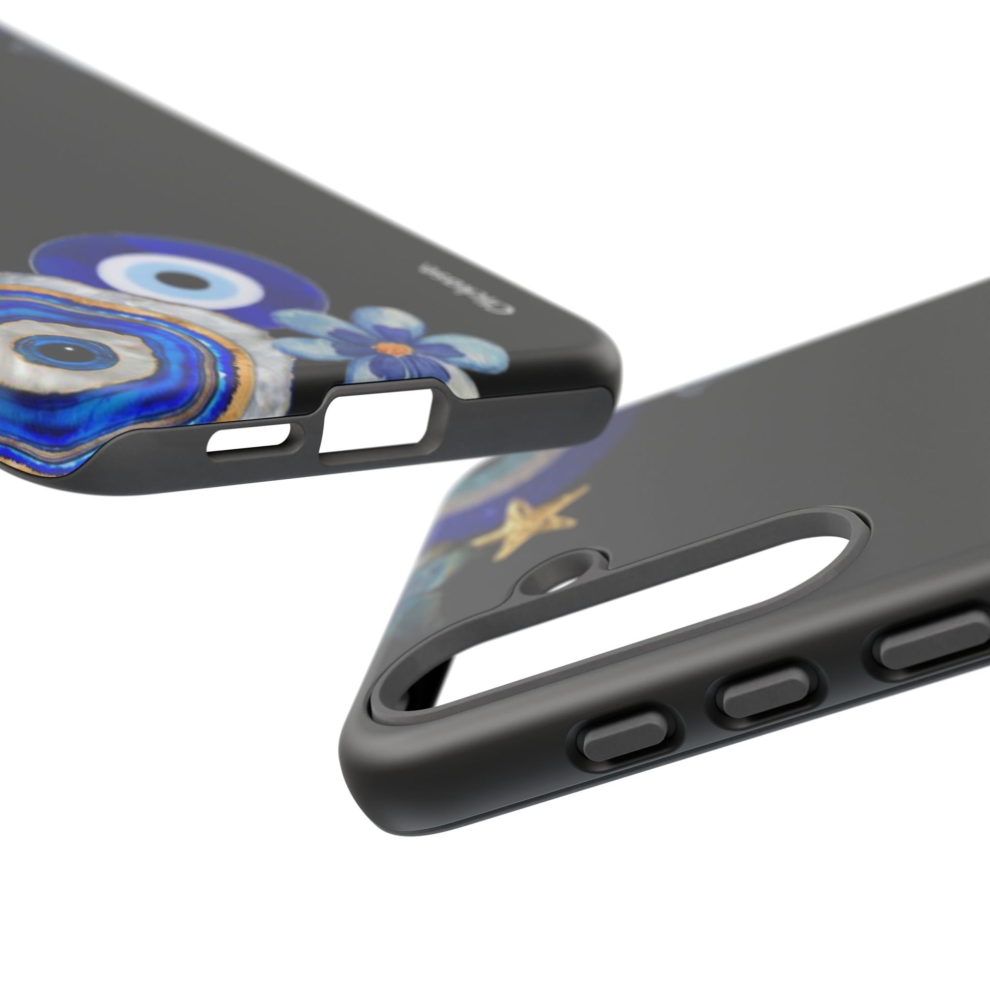 Evil Eye Protection – Blue Hamsa Charm Tough Phone Case by