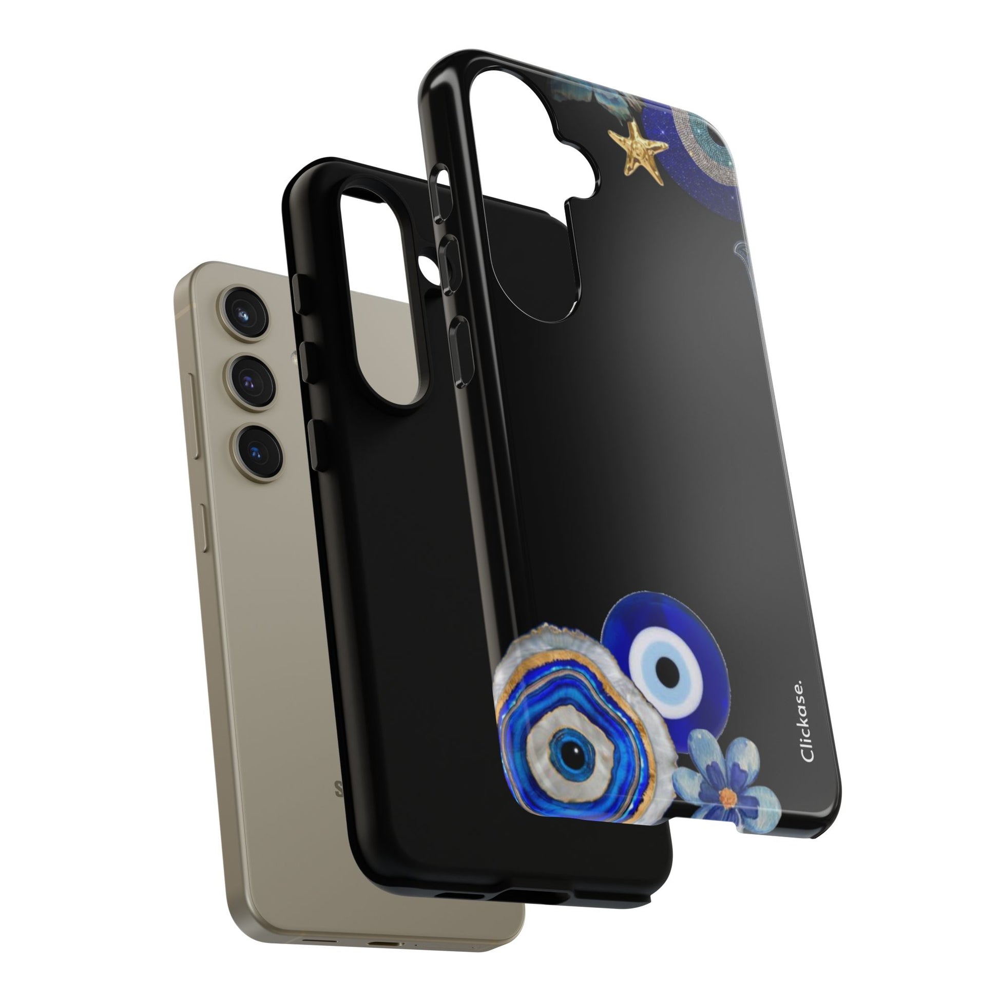 Evil Eye Protection – Blue Hamsa Charm Tough Phone Case by