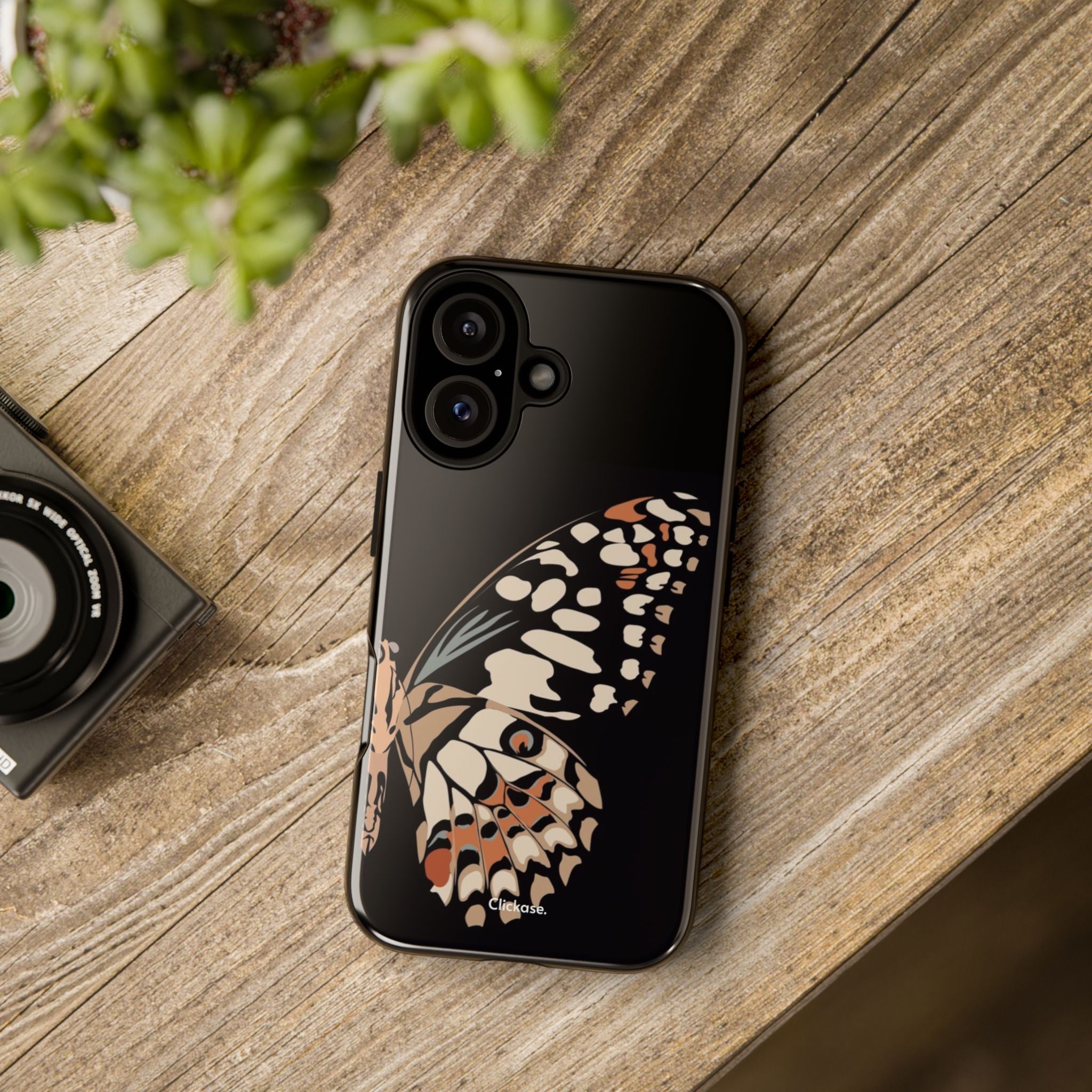 Butterfly Black Tough Phone Case by