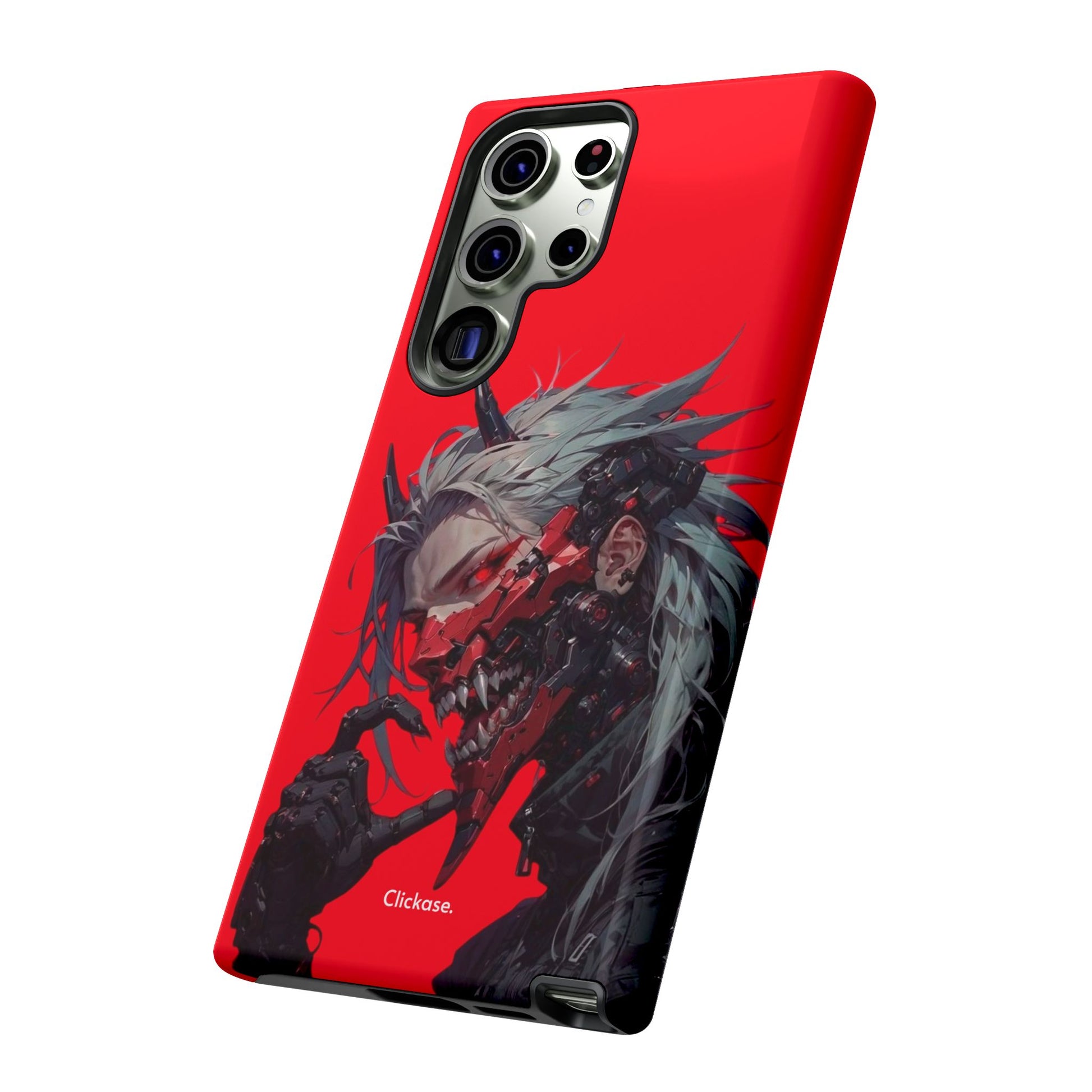 Demon Core Awakening – Futuristic Oni Cyborg Tough Phone Case by