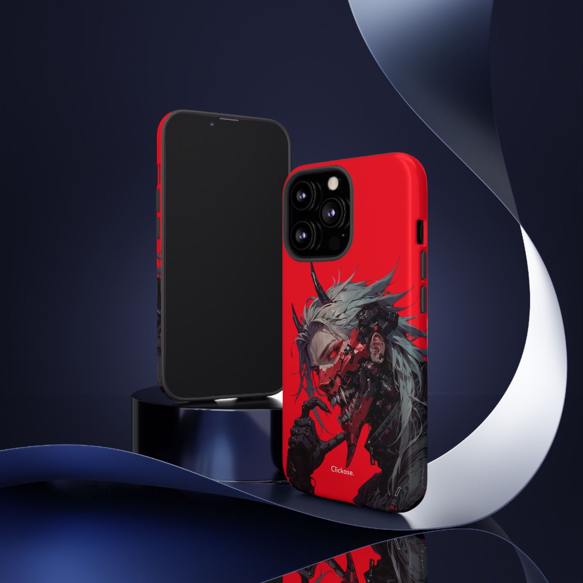Demon Core Awakening – Futuristic Oni Cyborg Tough Phone Case by