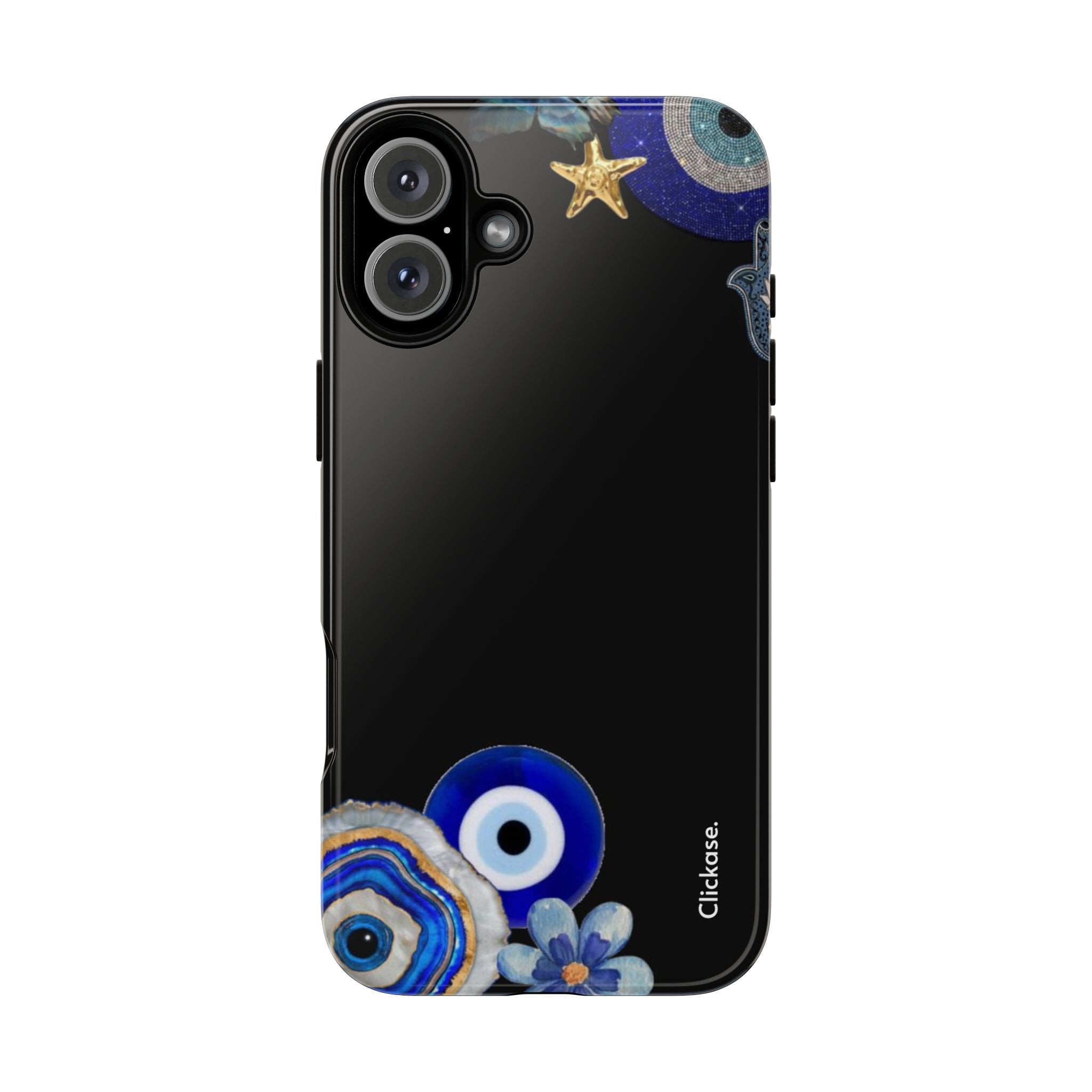 Evil Eye Protection – Blue Hamsa Charm Tough Phone Case by