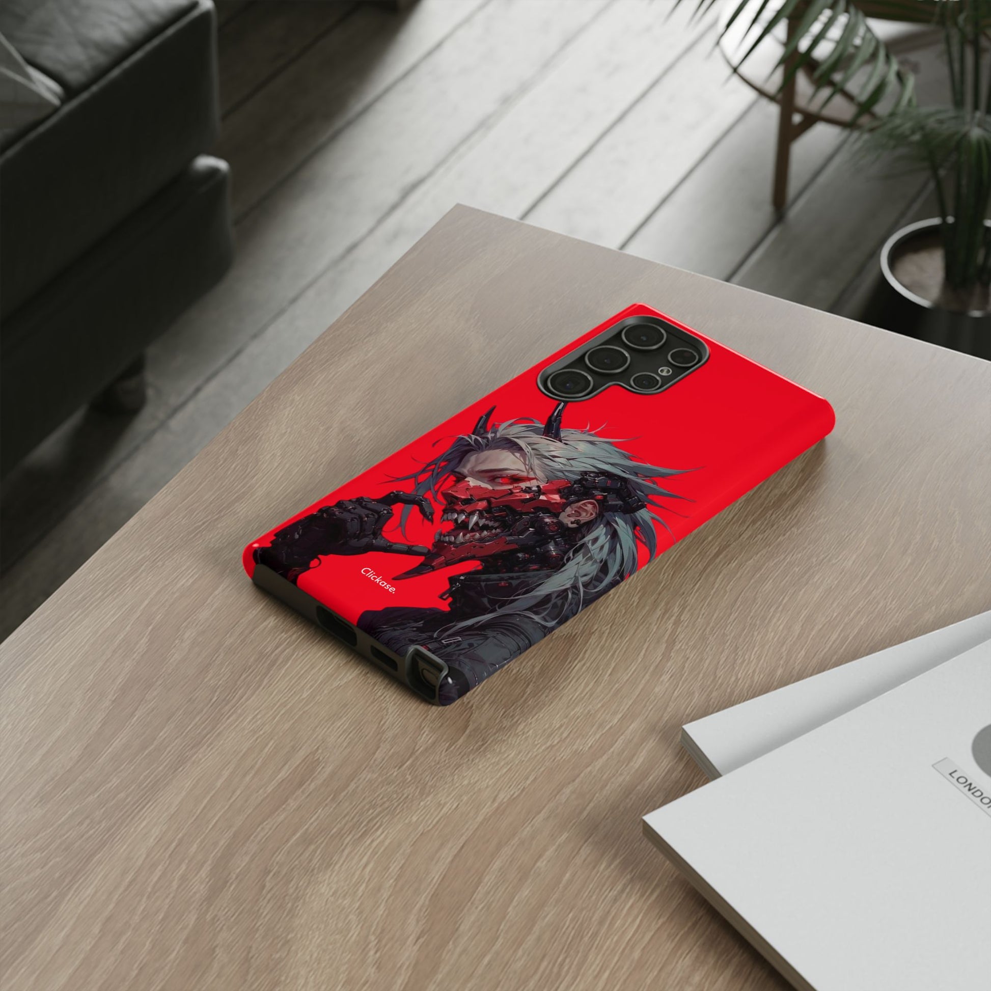 Demon Core Awakening – Futuristic Oni Cyborg Tough Phone Case by