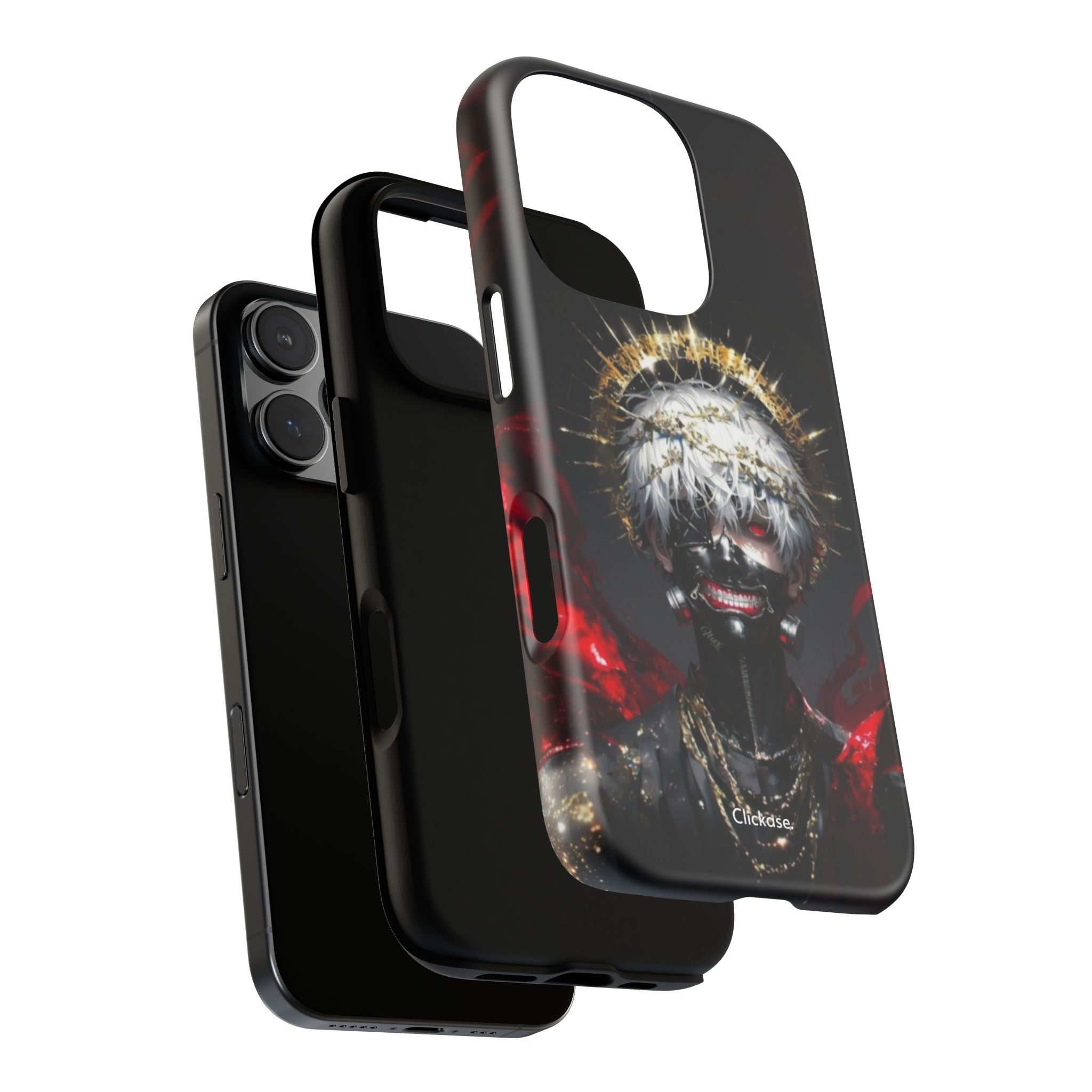 Ken Kaneki anime phone case with 3D wrap, shock-absorbing silicone, and vibrant design