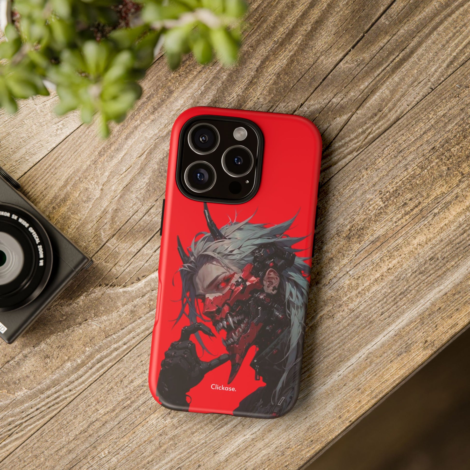 Demon Core Awakening – Futuristic Oni Cyborg Tough Phone Case by