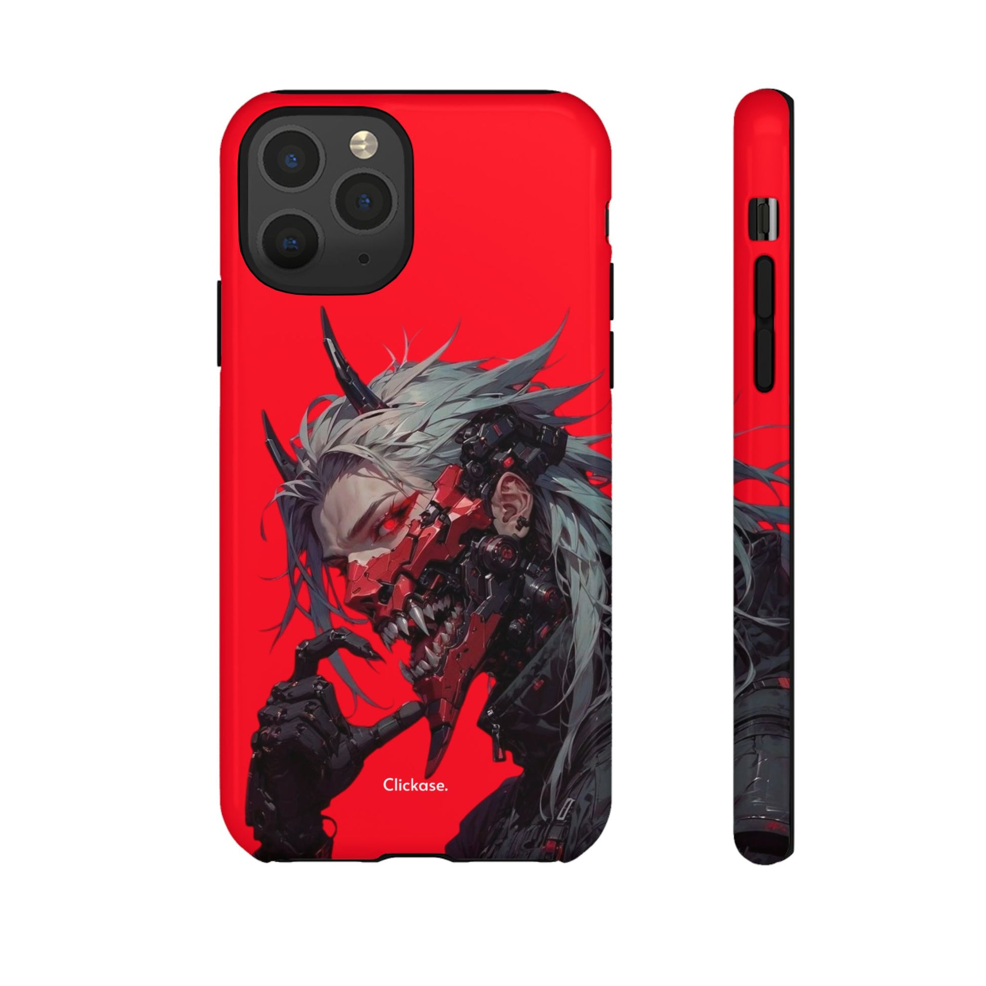 Demon Core Awakening – Futuristic Oni Cyborg Tough Phone Case by