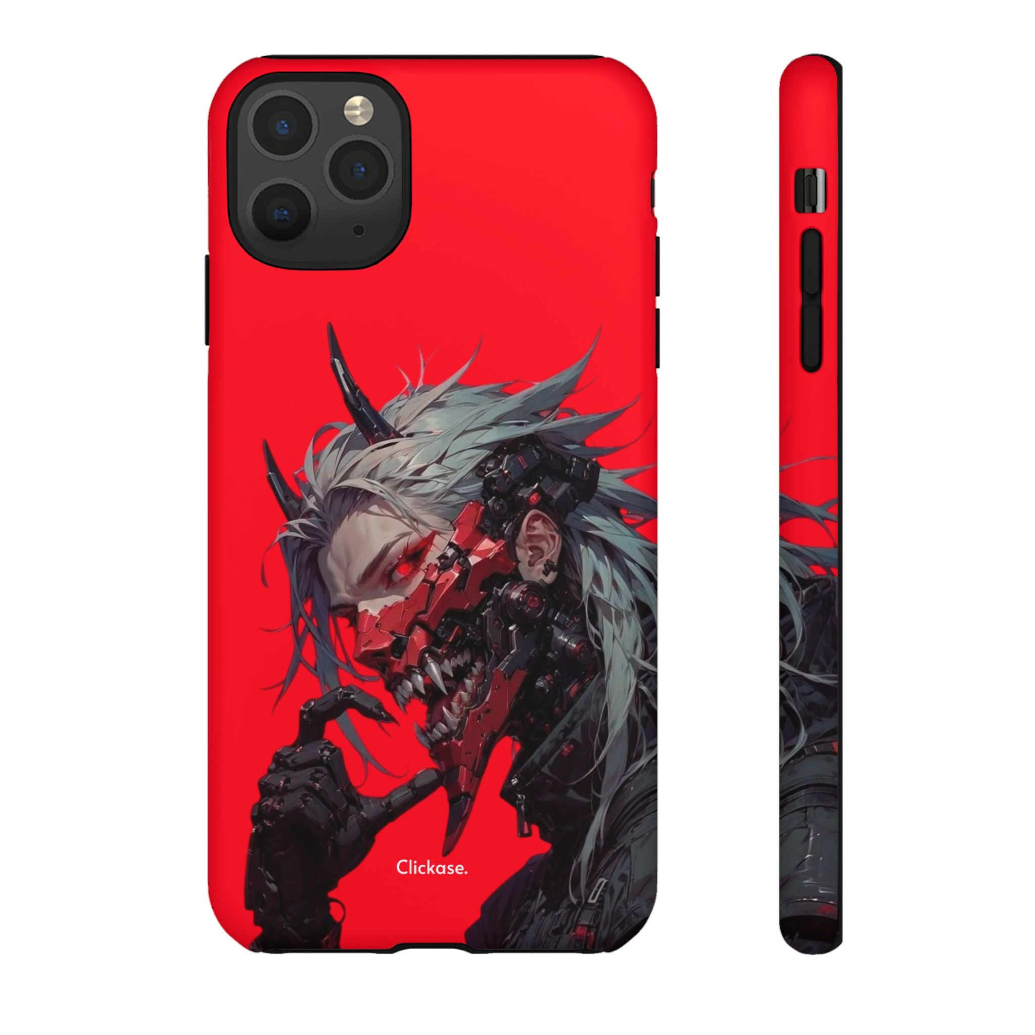 Demon Core Awakening – Futuristic Oni Cyborg Tough Phone Case by