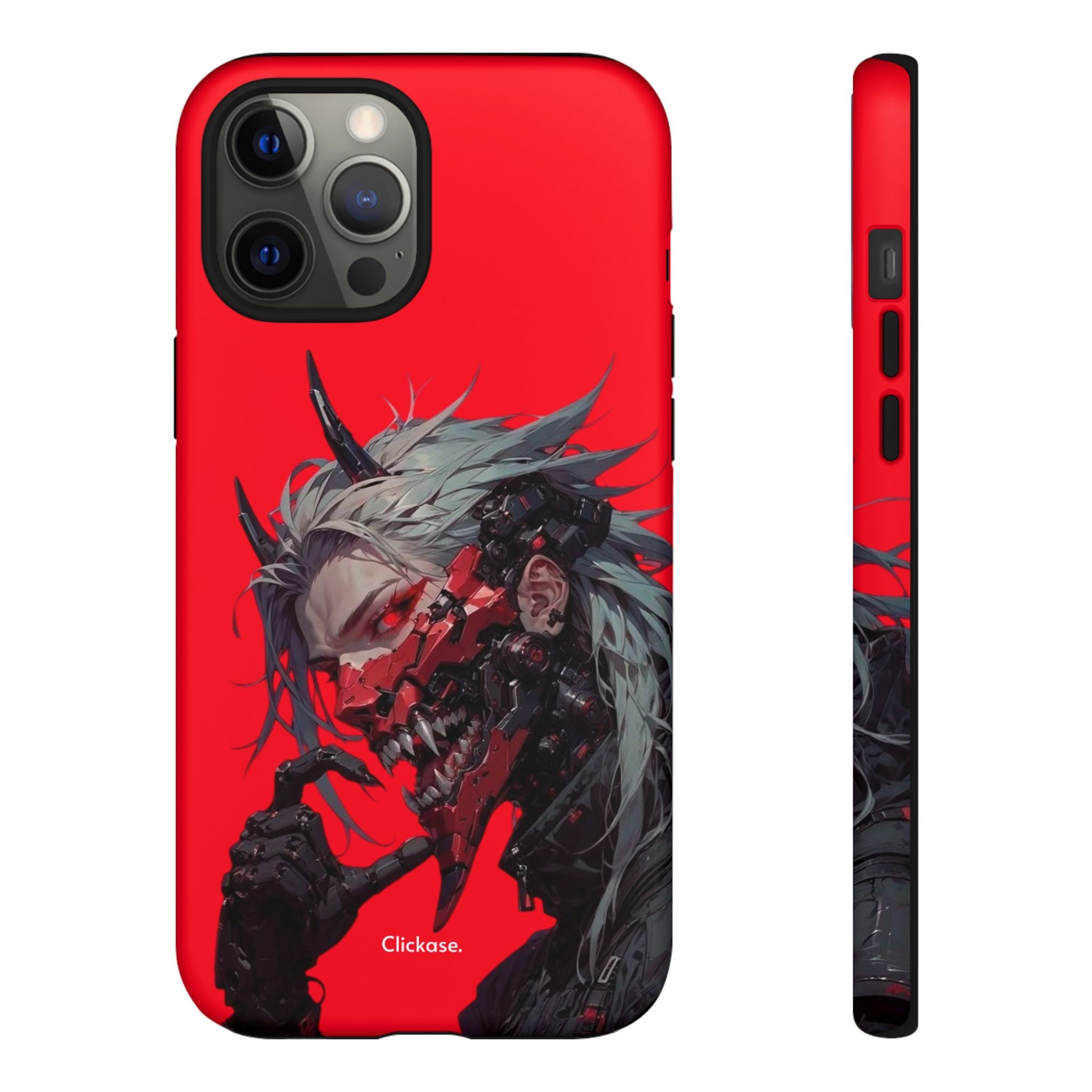 Demon Core Awakening – Futuristic Oni Cyborg Tough Phone Case by