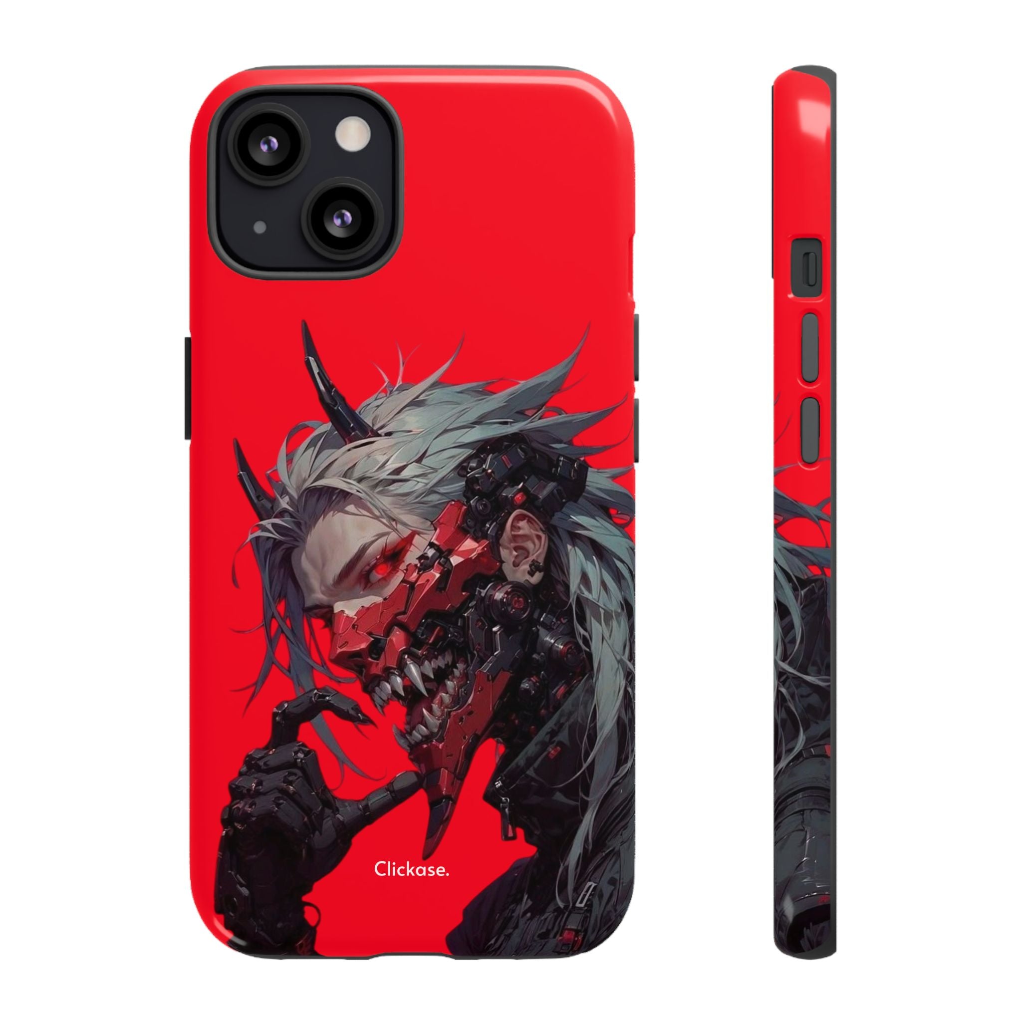 Demon Core Awakening – Futuristic Oni Cyborg Tough Phone Case by