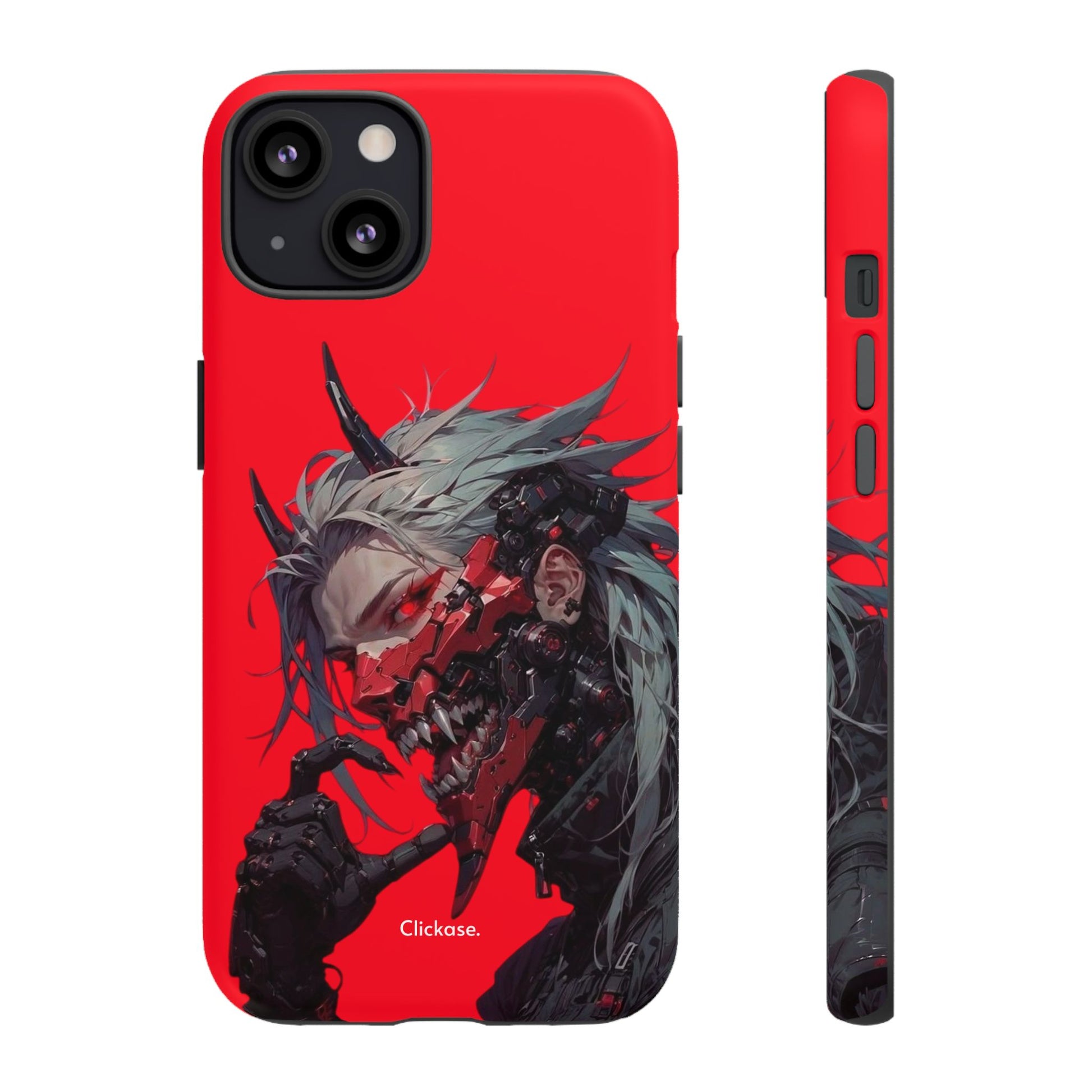 Demon Core Awakening – Futuristic Oni Cyborg Tough Phone Case by