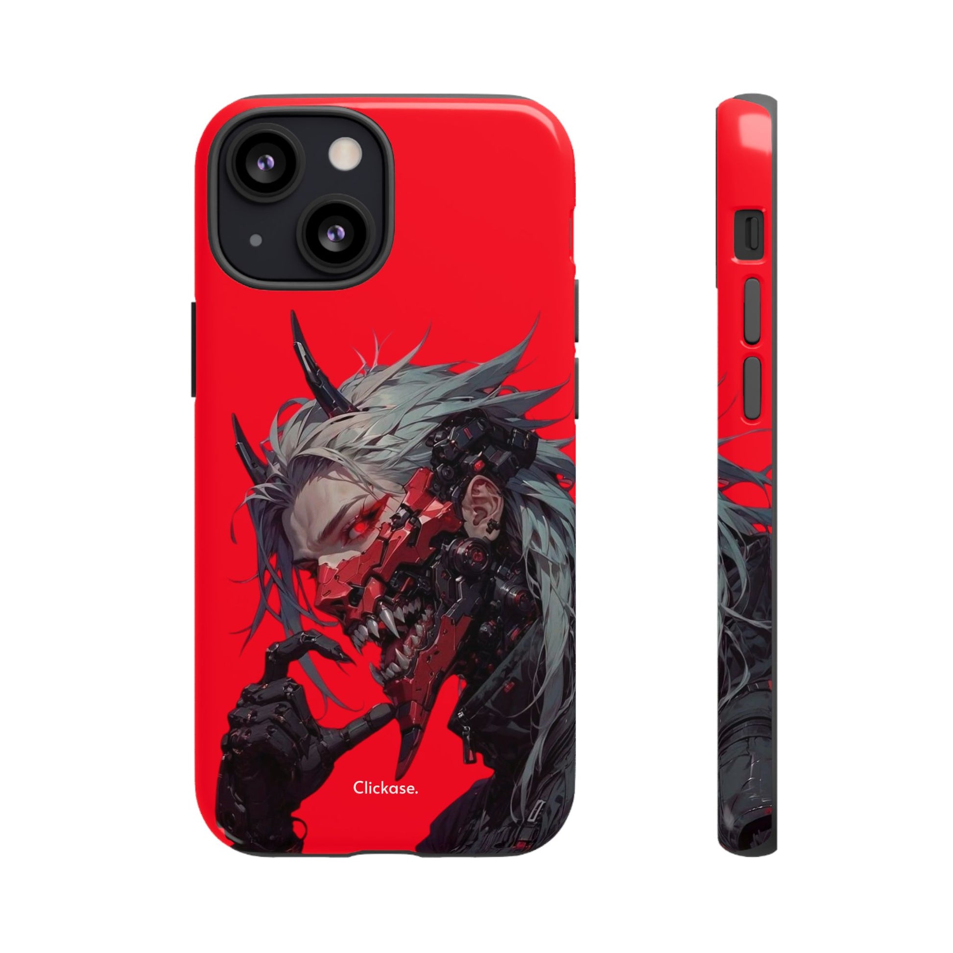 Demon Core Awakening – Futuristic Oni Cyborg Tough Phone Case by
