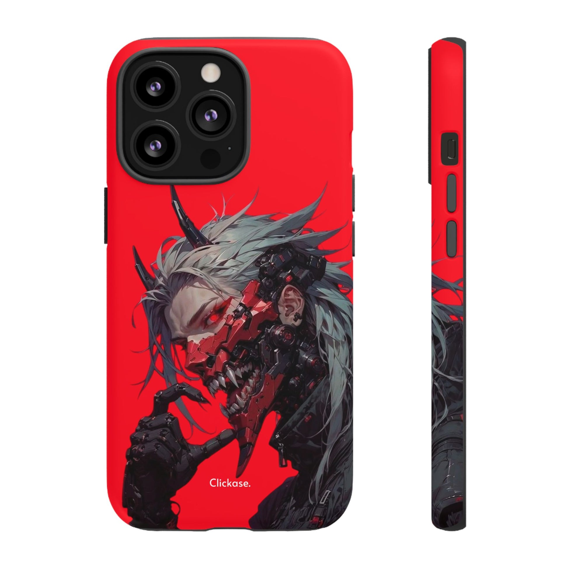 Demon Core Awakening – Futuristic Oni Cyborg Tough Phone Case by