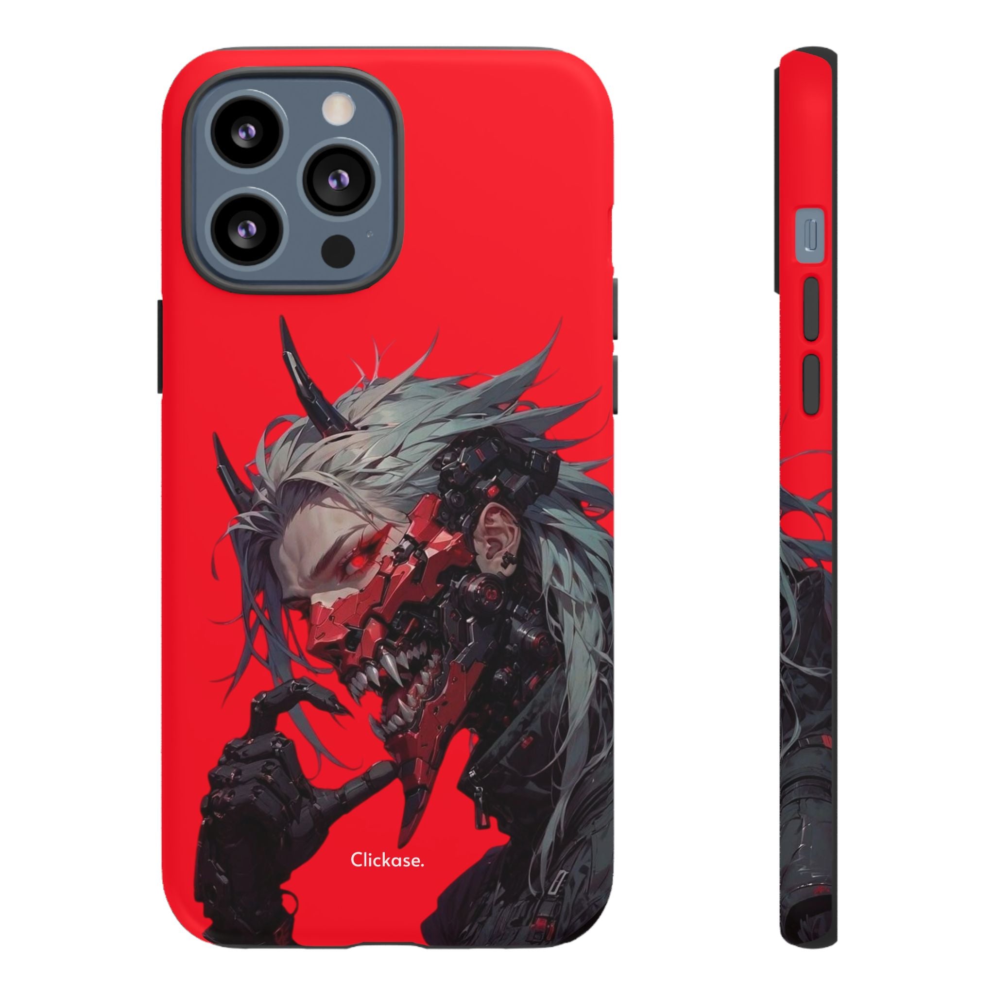 Demon Core Awakening – Futuristic Oni Cyborg Tough Phone Case by
