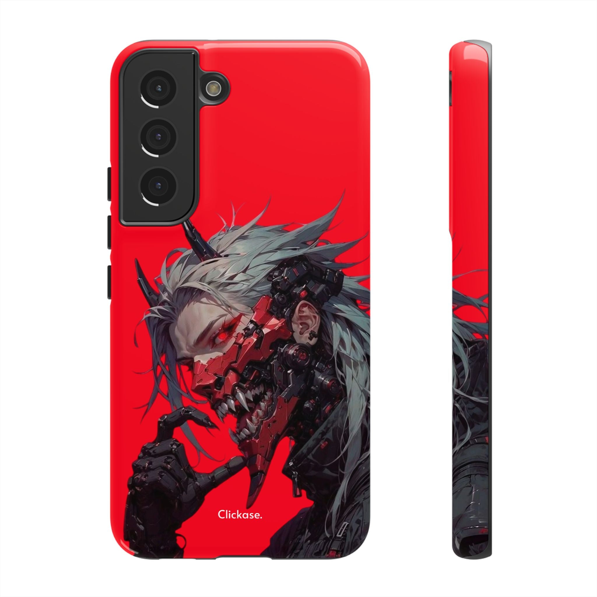 Demon Core Awakening – Futuristic Oni Cyborg Tough Phone Case by
