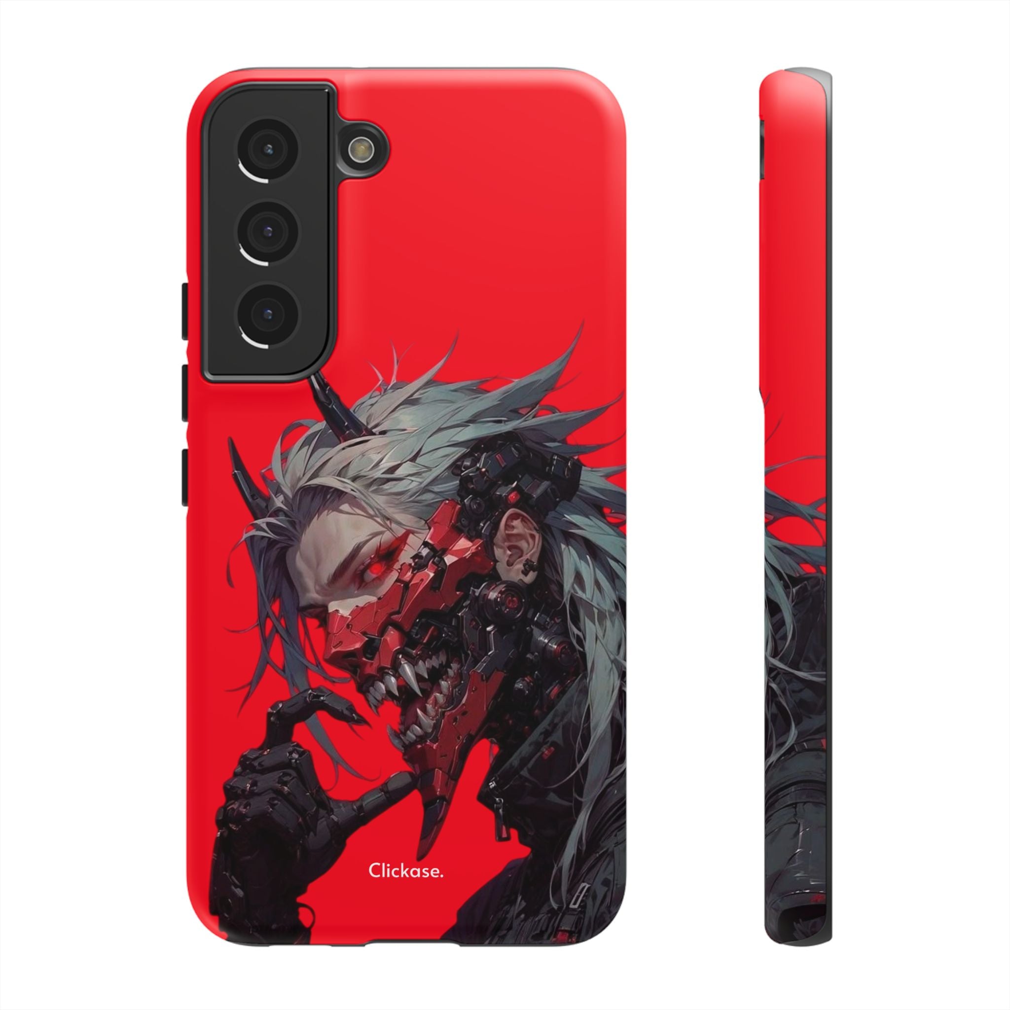 Demon Core Awakening – Futuristic Oni Cyborg Tough Phone Case by