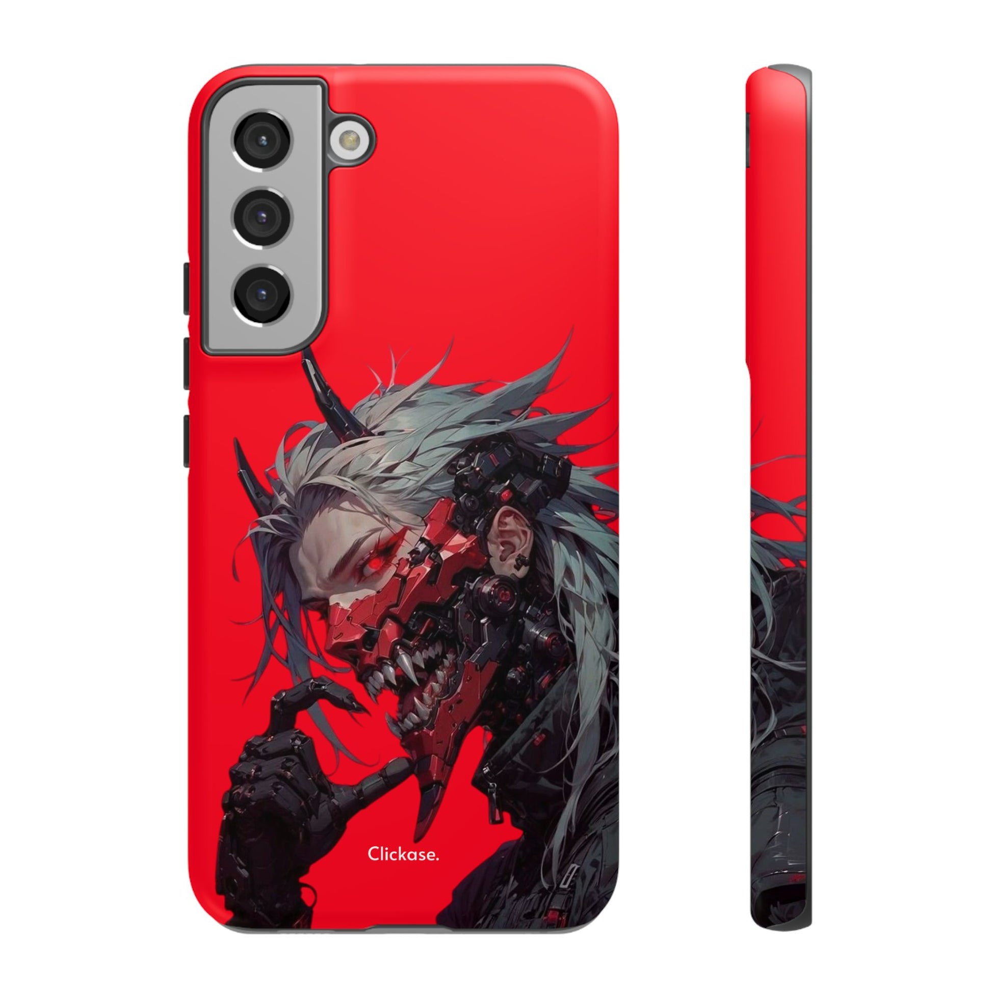 Demon Core Awakening – Futuristic Oni Cyborg Tough Phone Case by