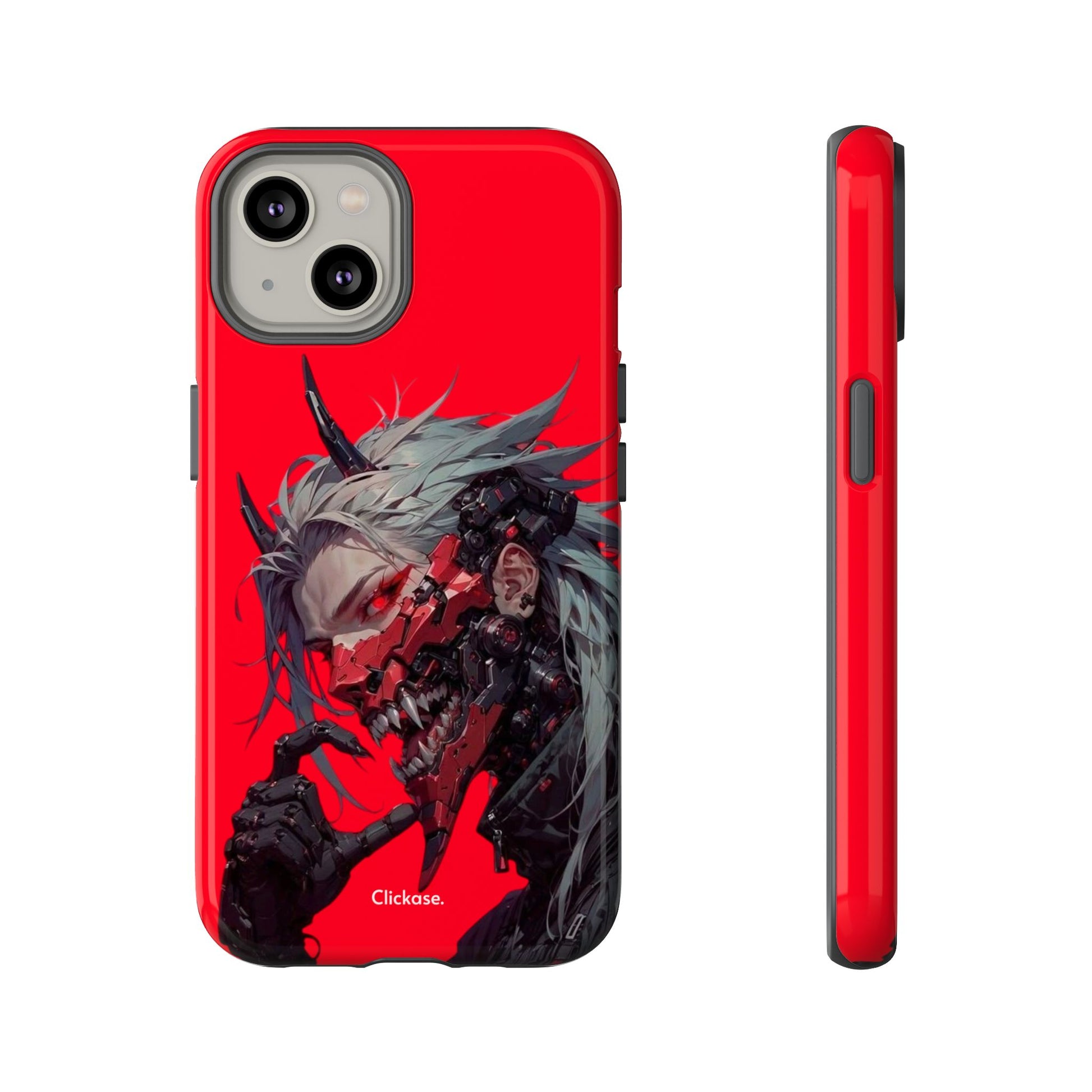 Demon Core Awakening – Futuristic Oni Cyborg Tough Phone Case by