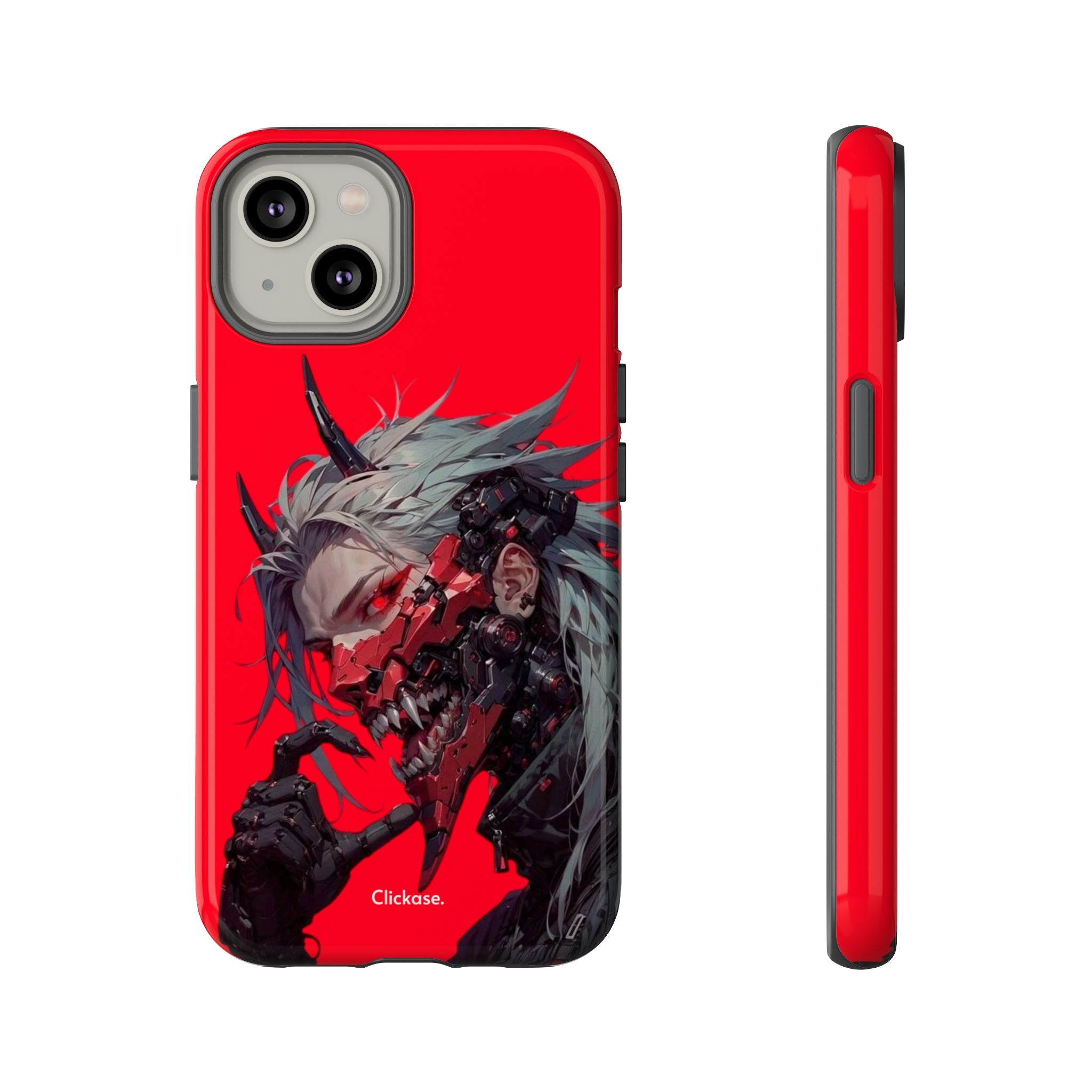Demon Core Awakening – Futuristic Oni Cyborg Tough Phone Case by