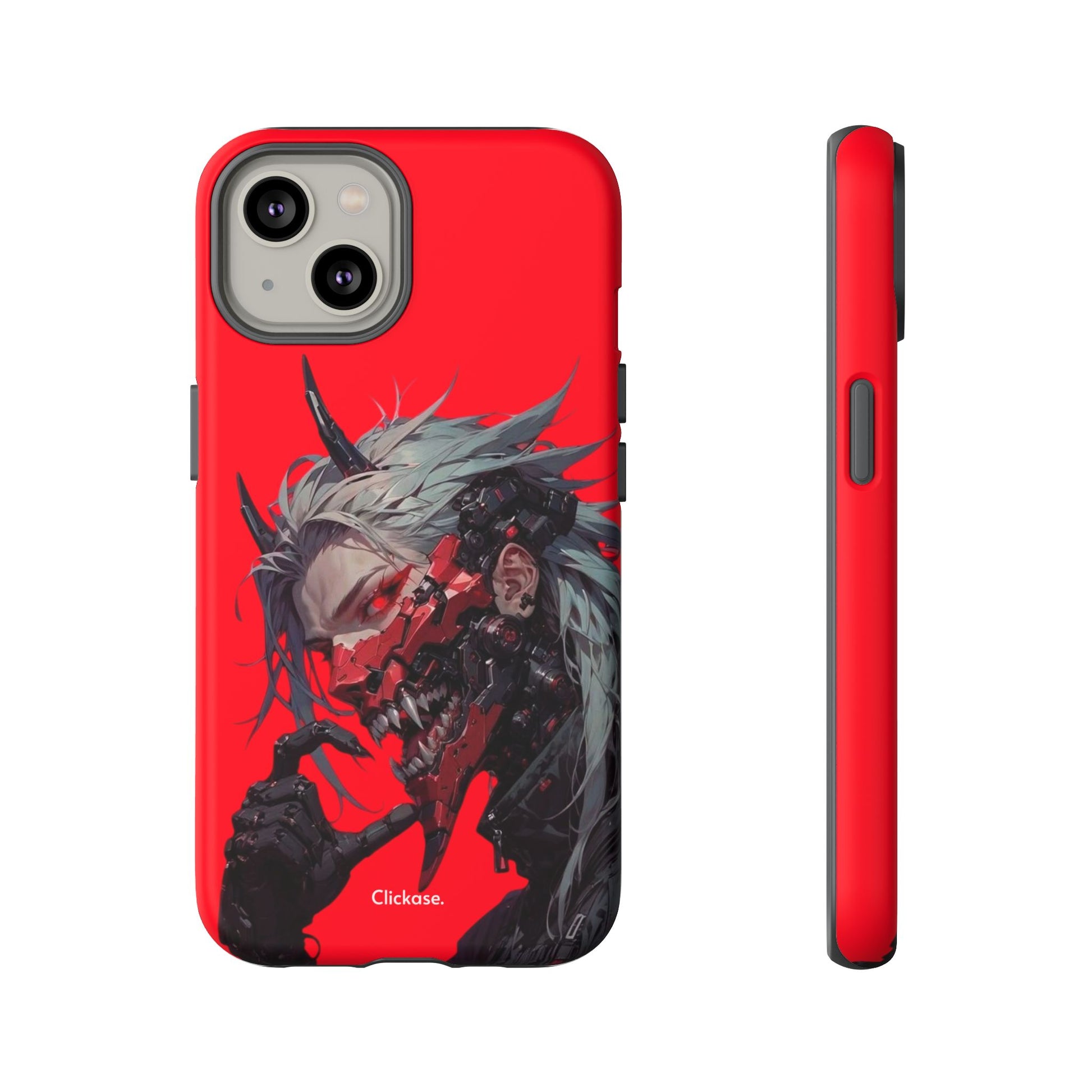Demon Core Awakening – Futuristic Oni Cyborg Tough Phone Case by