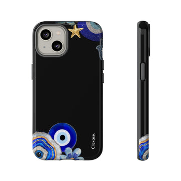 Evil Eye Protection – Blue Hamsa Charm Tough Phone Case by