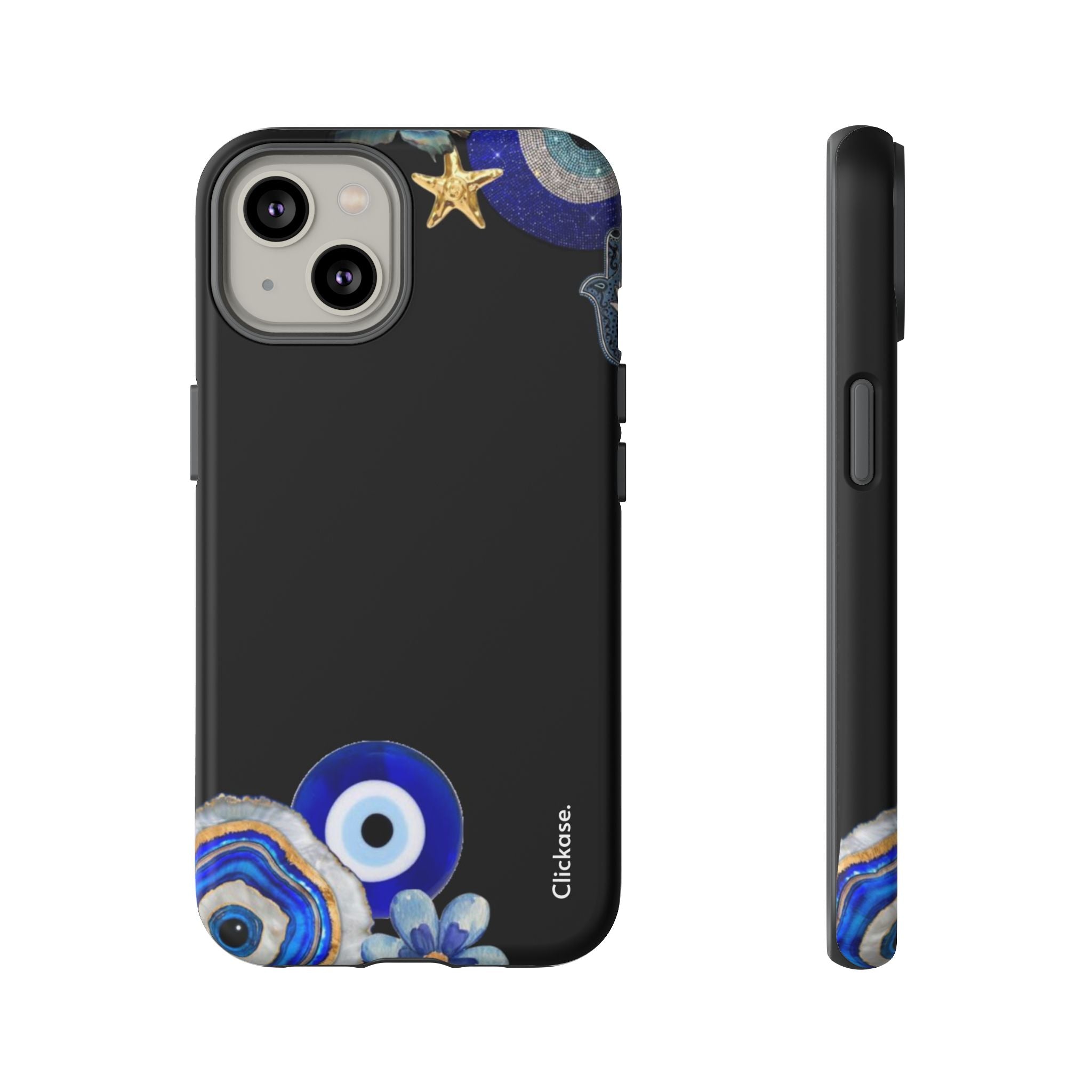 Evil Eye Protection – Blue Hamsa Charm Tough Phone Case by