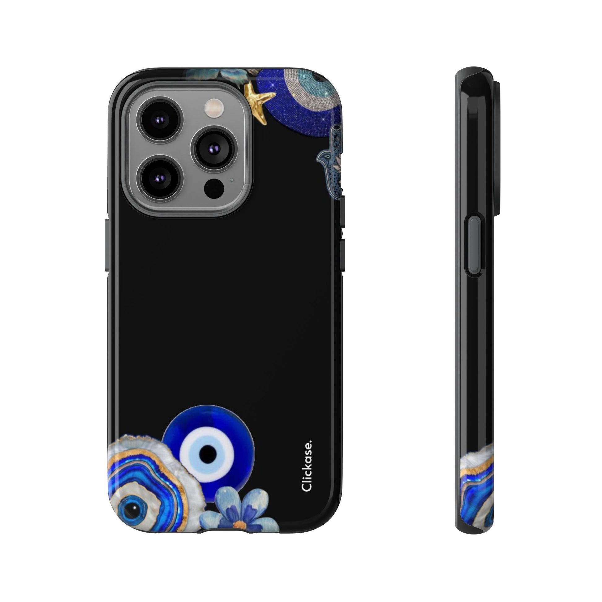 Evil Eye Protection – Blue Hamsa Charm Tough Phone Case by