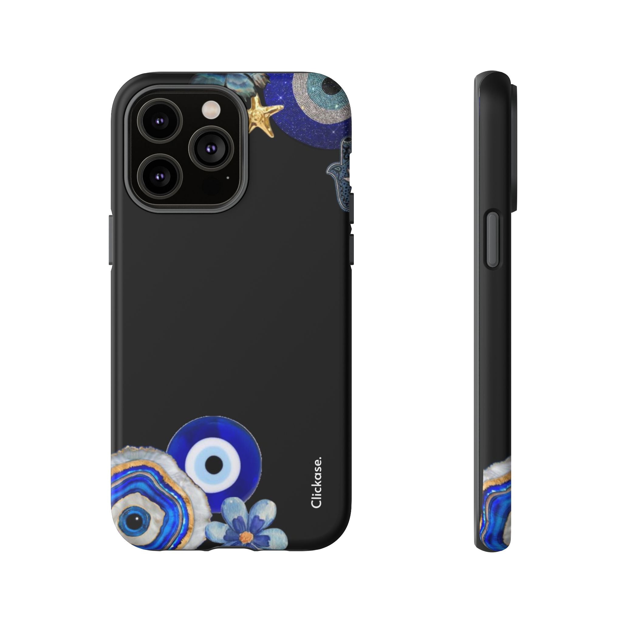 Evil Eye Protection – Blue Hamsa Charm Tough Phone Case by