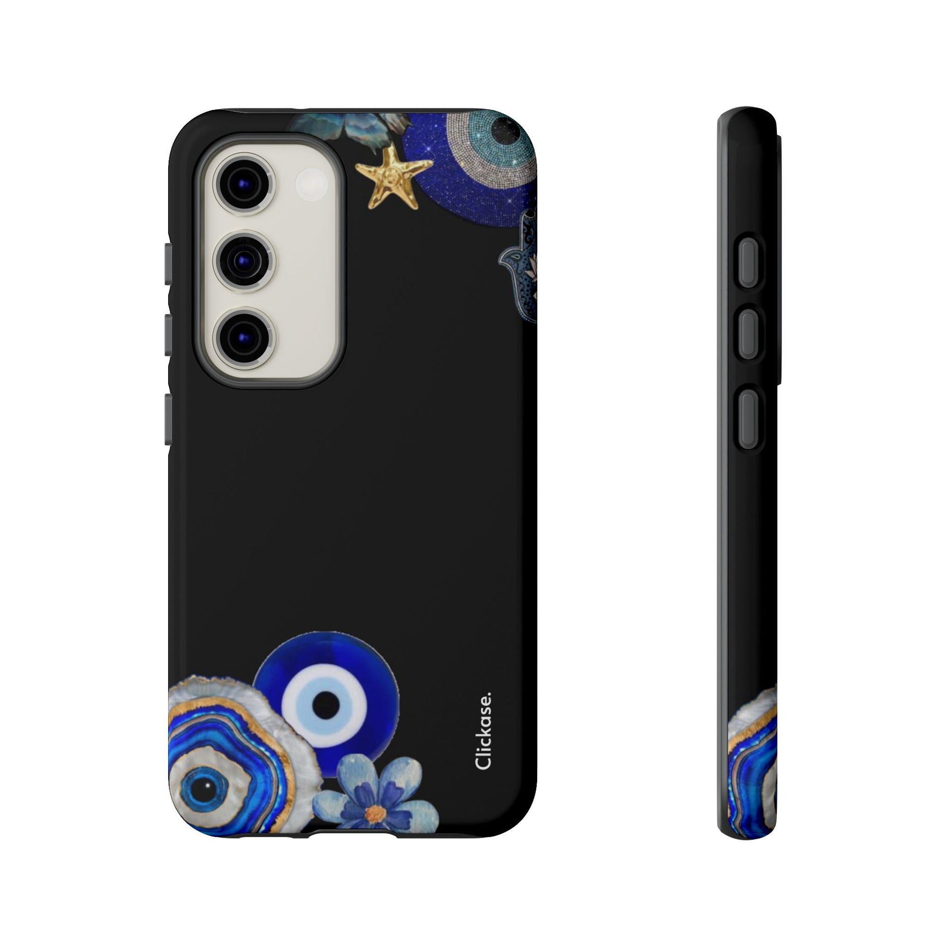 Evil Eye Protection – Blue Hamsa Charm Tough Phone Case by