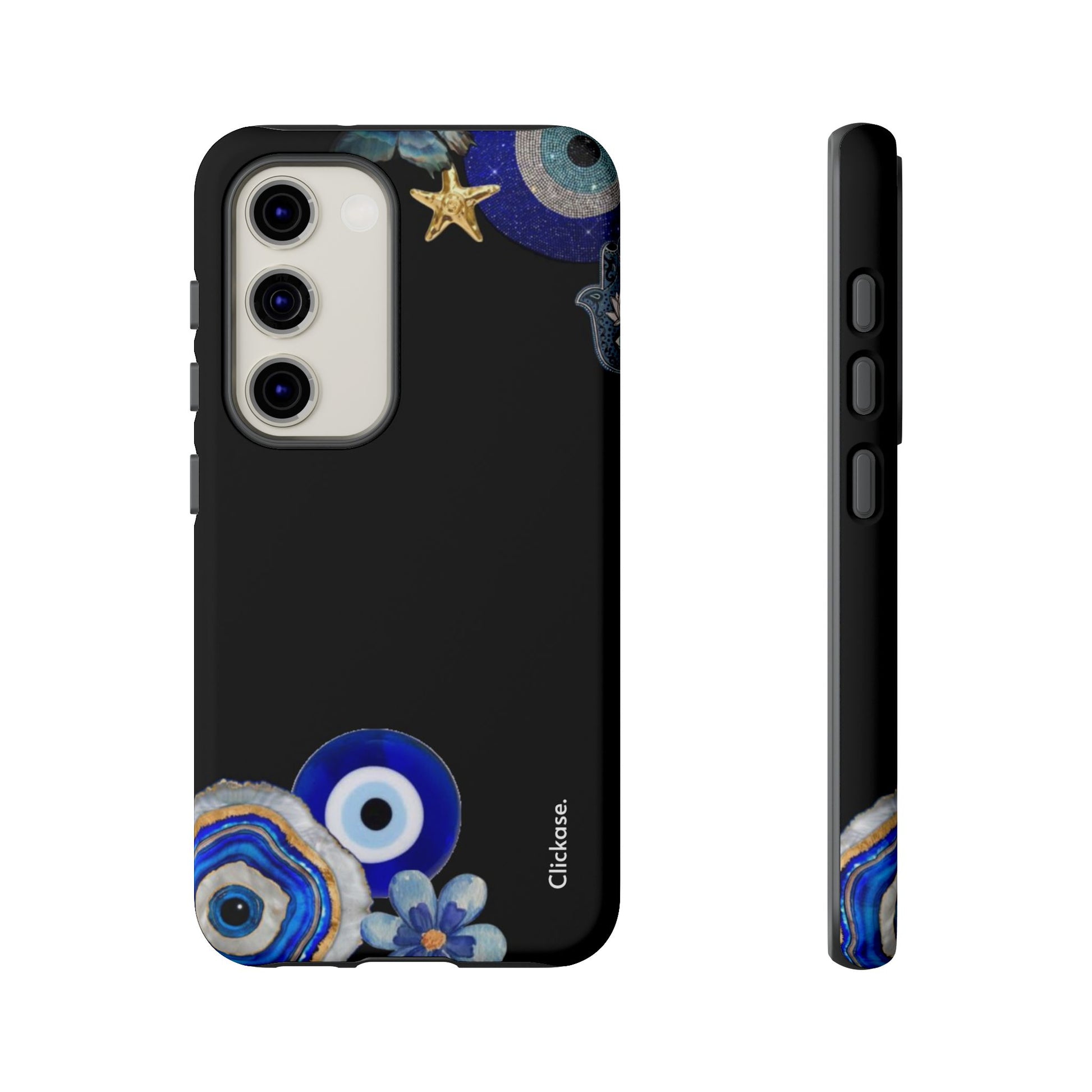 Evil Eye Protection – Blue Hamsa Charm Tough Phone Case by