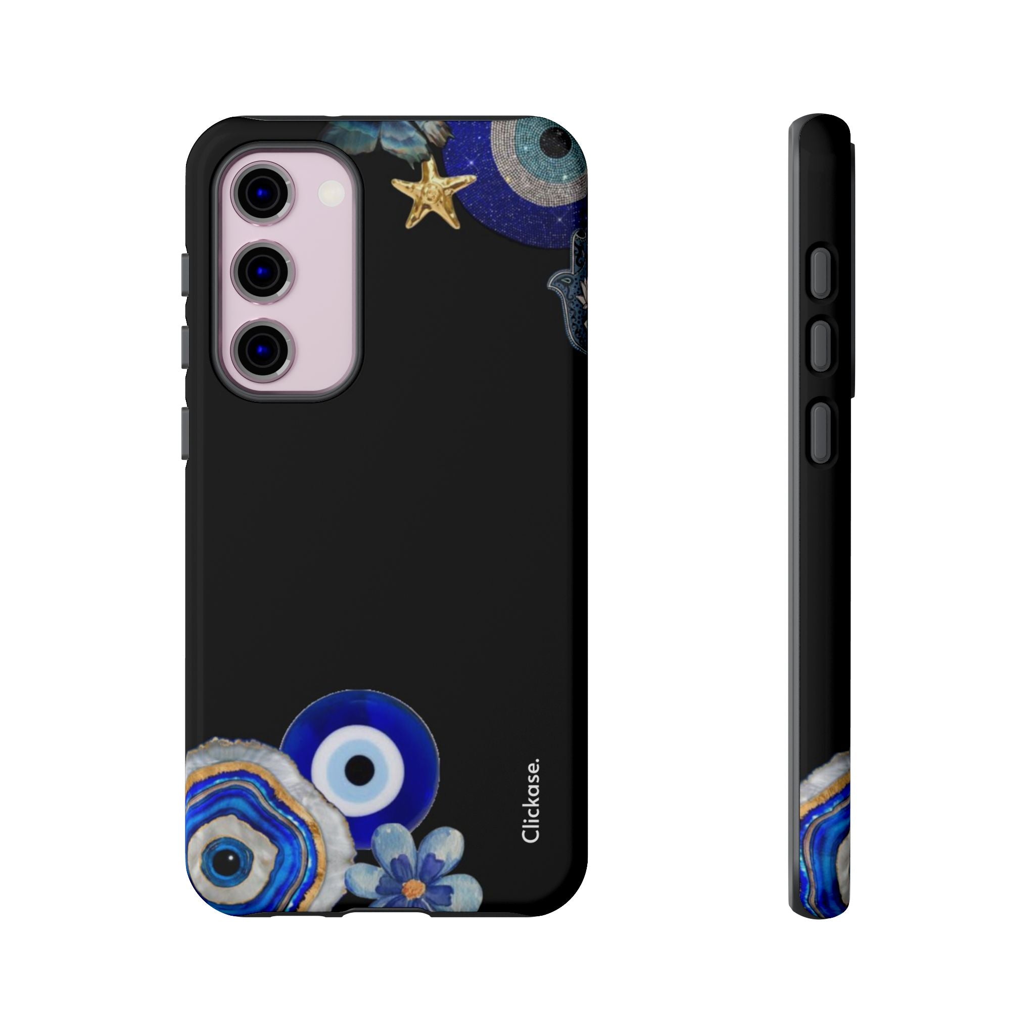 Evil Eye Protection – Blue Hamsa Charm Tough Phone Case by