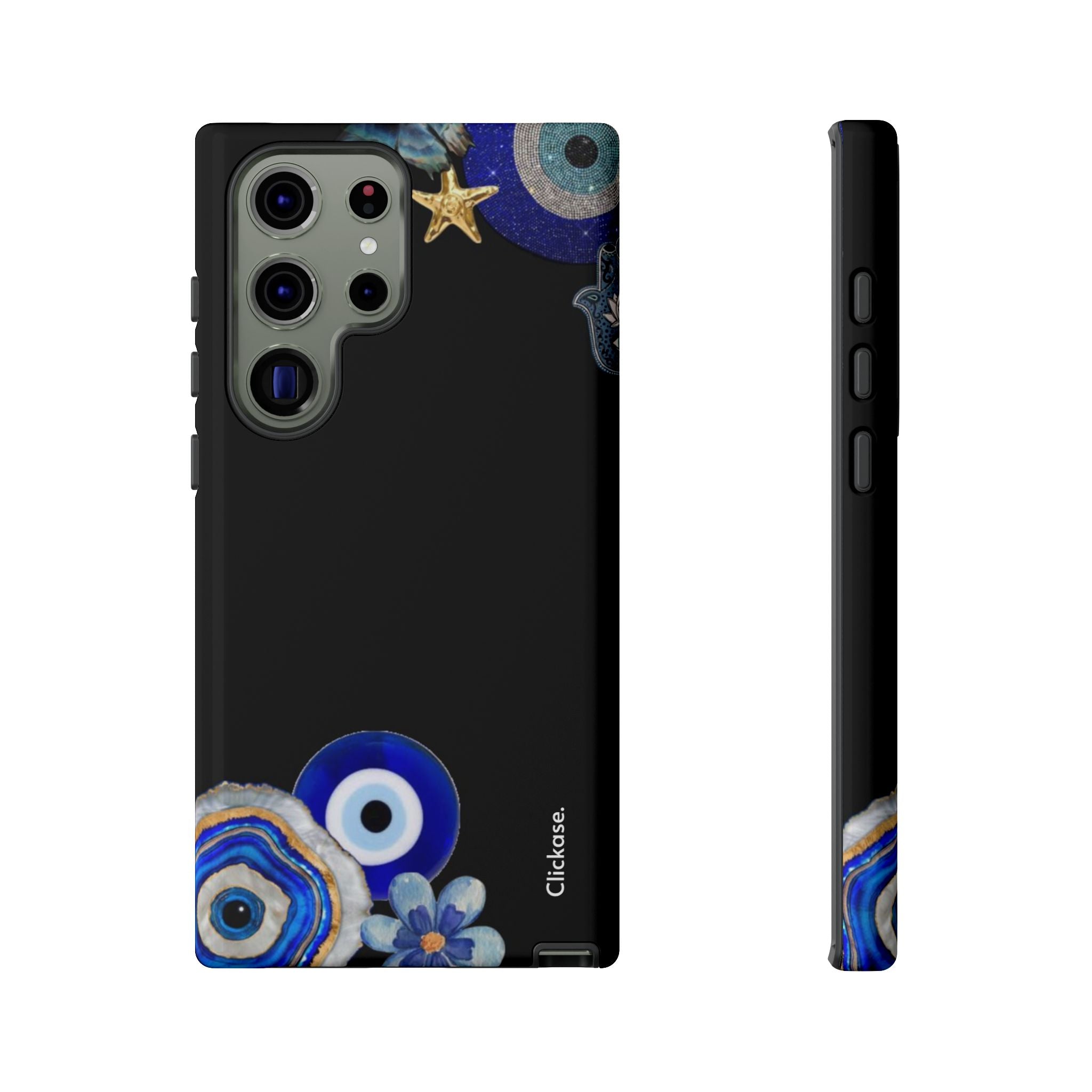 Evil Eye Protection – Blue Hamsa Charm Tough Phone Case by