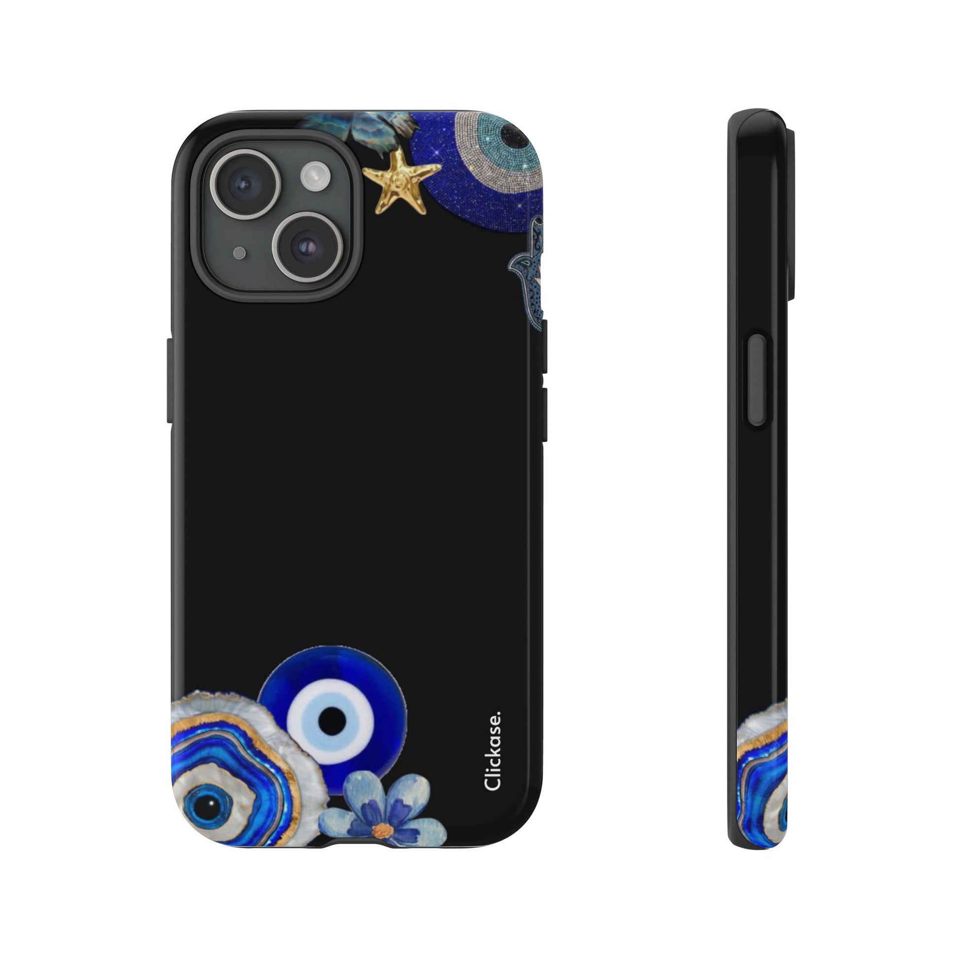 Evil Eye Protection – Blue Hamsa Charm Tough Phone Case by