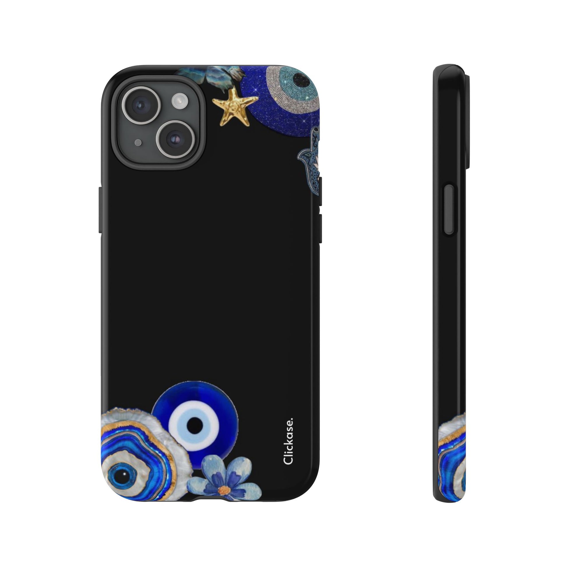 Evil Eye Protection – Blue Hamsa Charm Tough Phone Case by