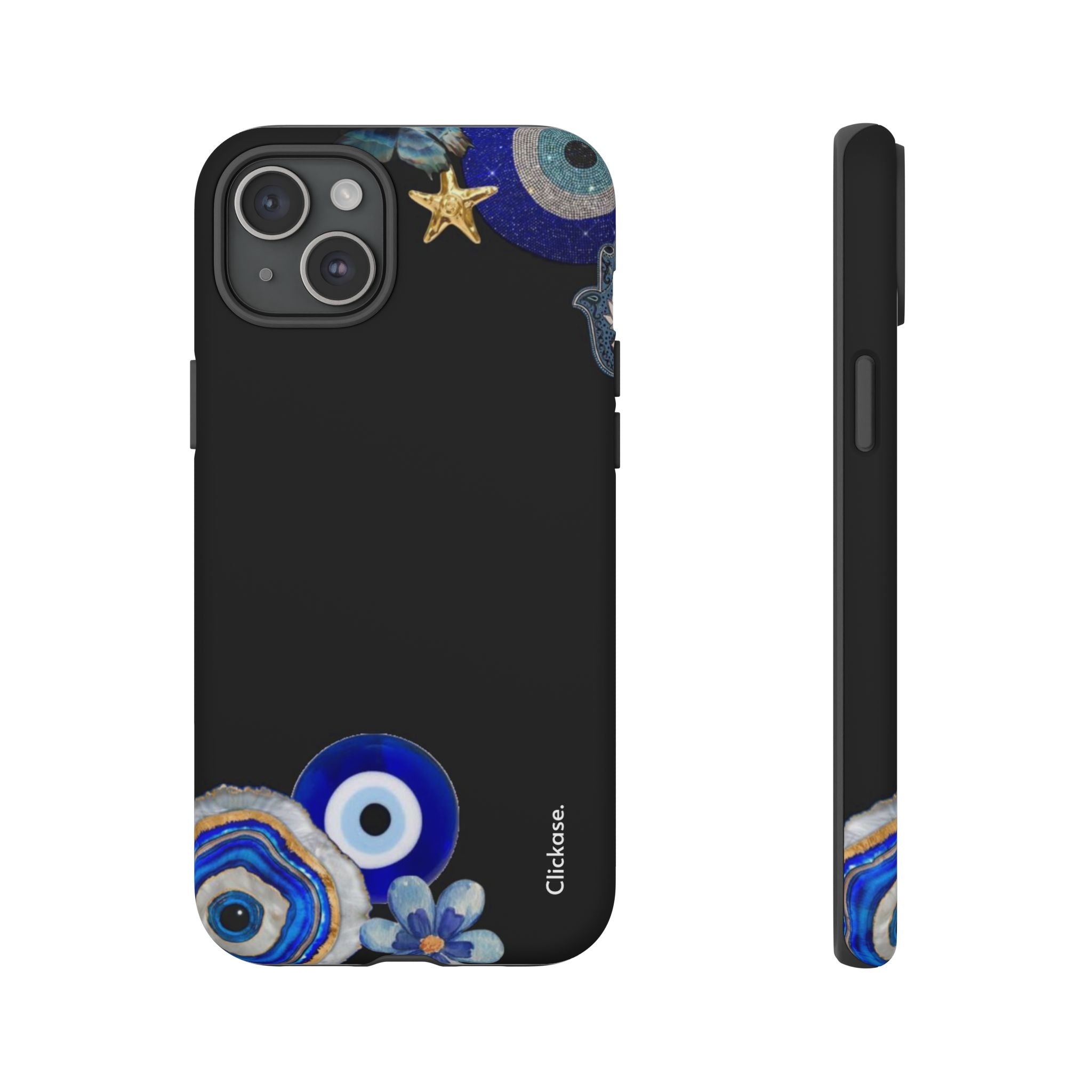 Evil Eye Protection – Blue Hamsa Charm Tough Phone Case by