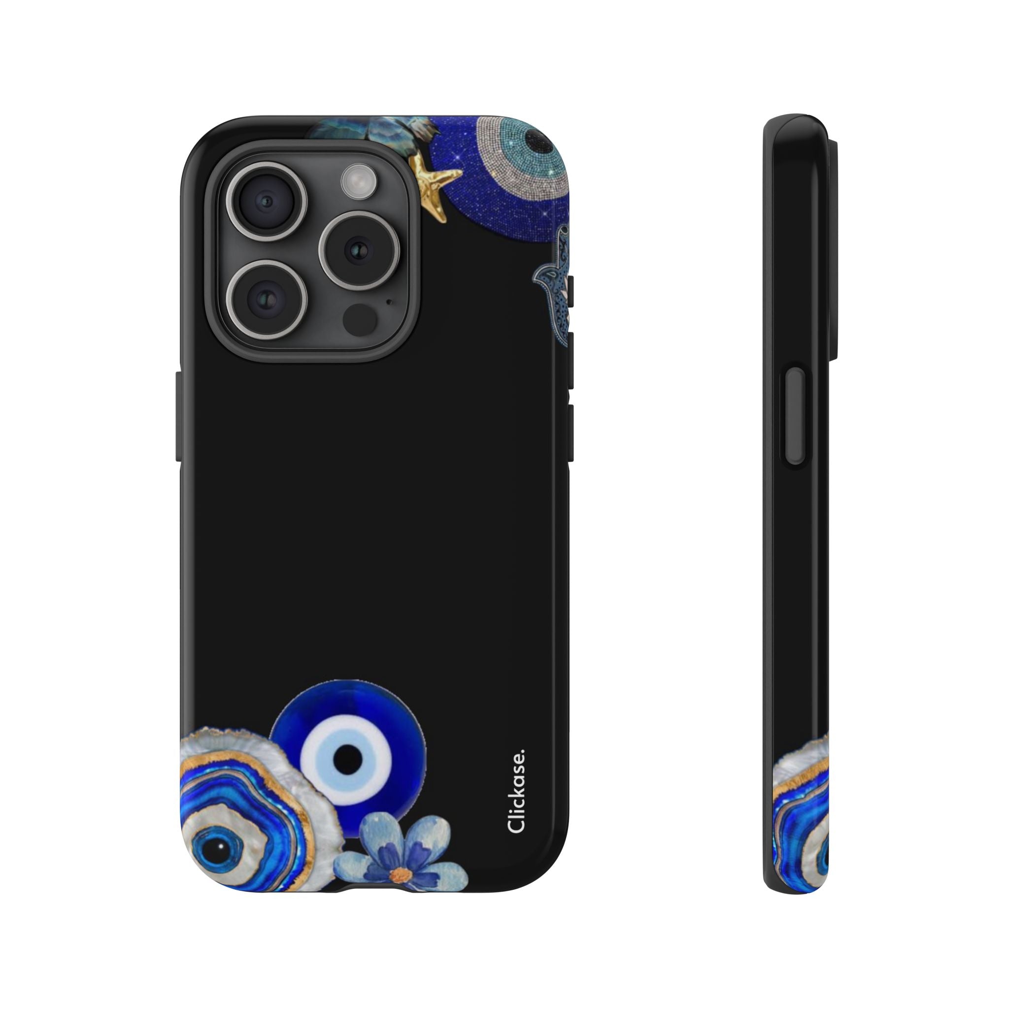 Evil Eye Protection – Blue Hamsa Charm Tough Phone Case by