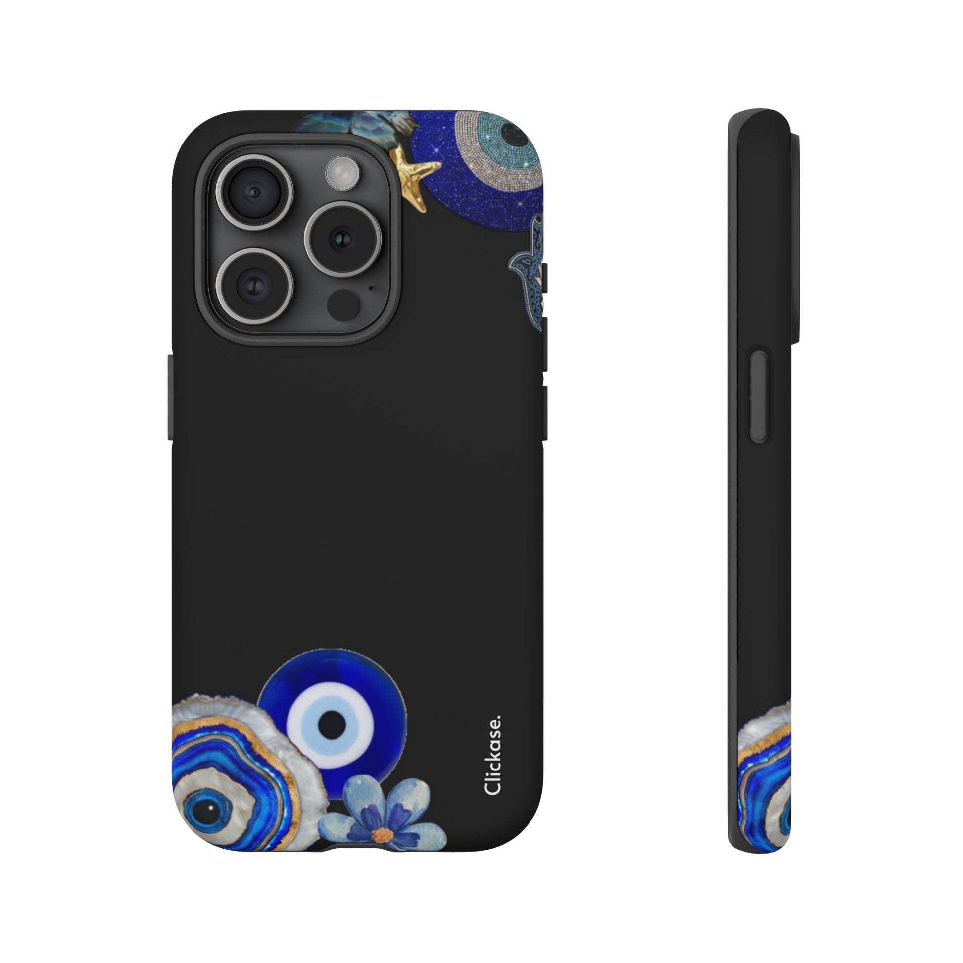 Evil Eye Protection – Blue Hamsa Charm Tough Phone Case by