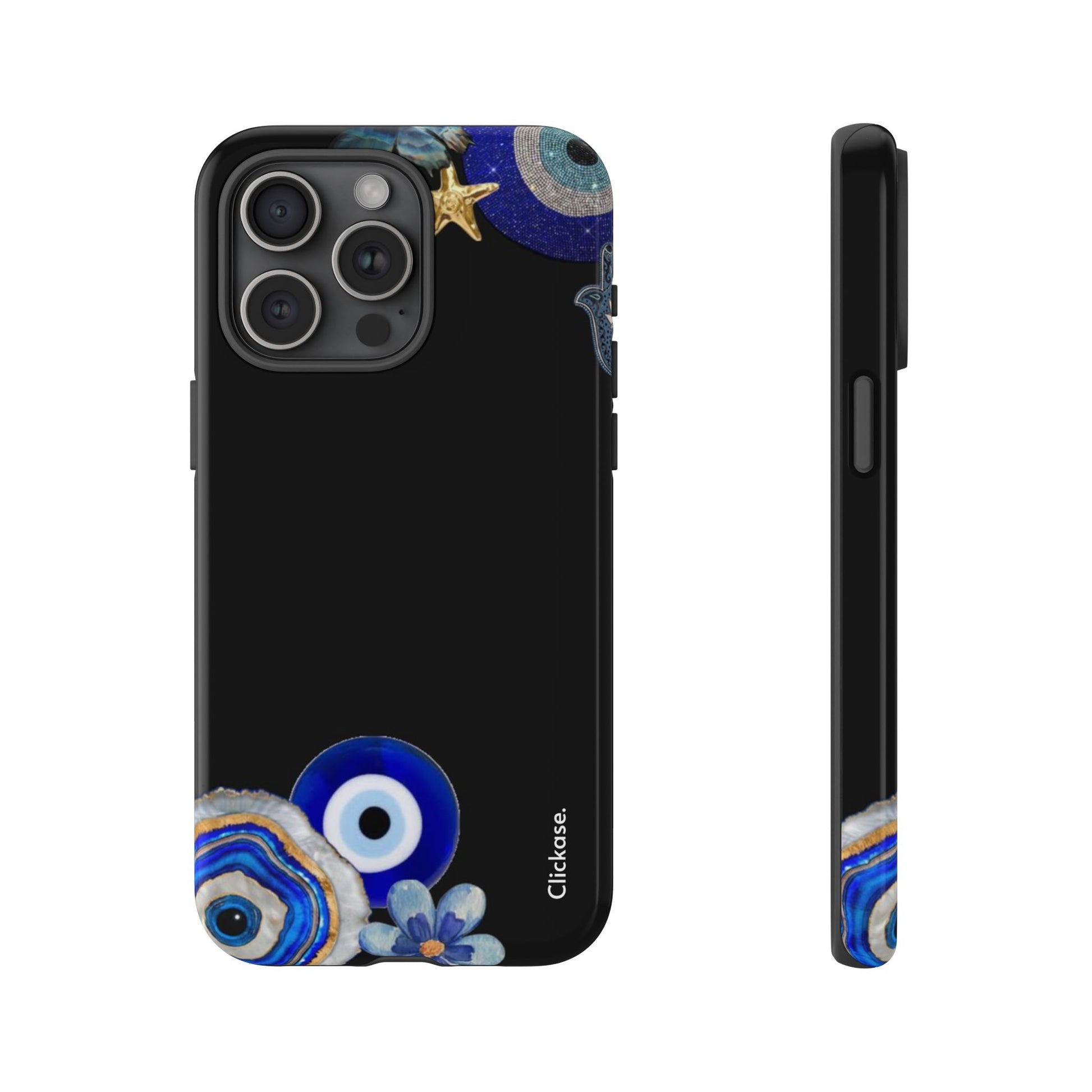 Evil Eye Protection – Blue Hamsa Charm Tough Phone Case by