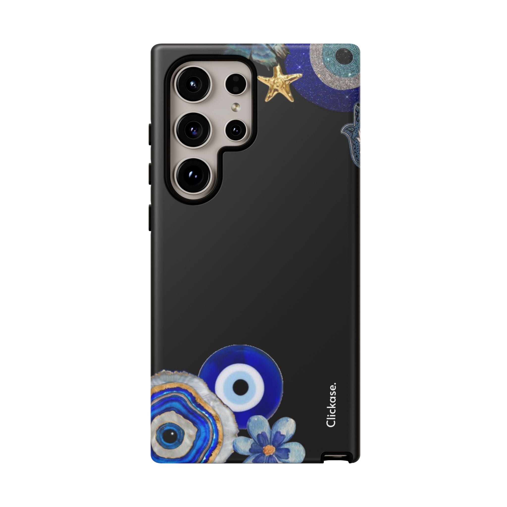 Evil Eye Protection – Blue Hamsa Charm Tough Phone Case by