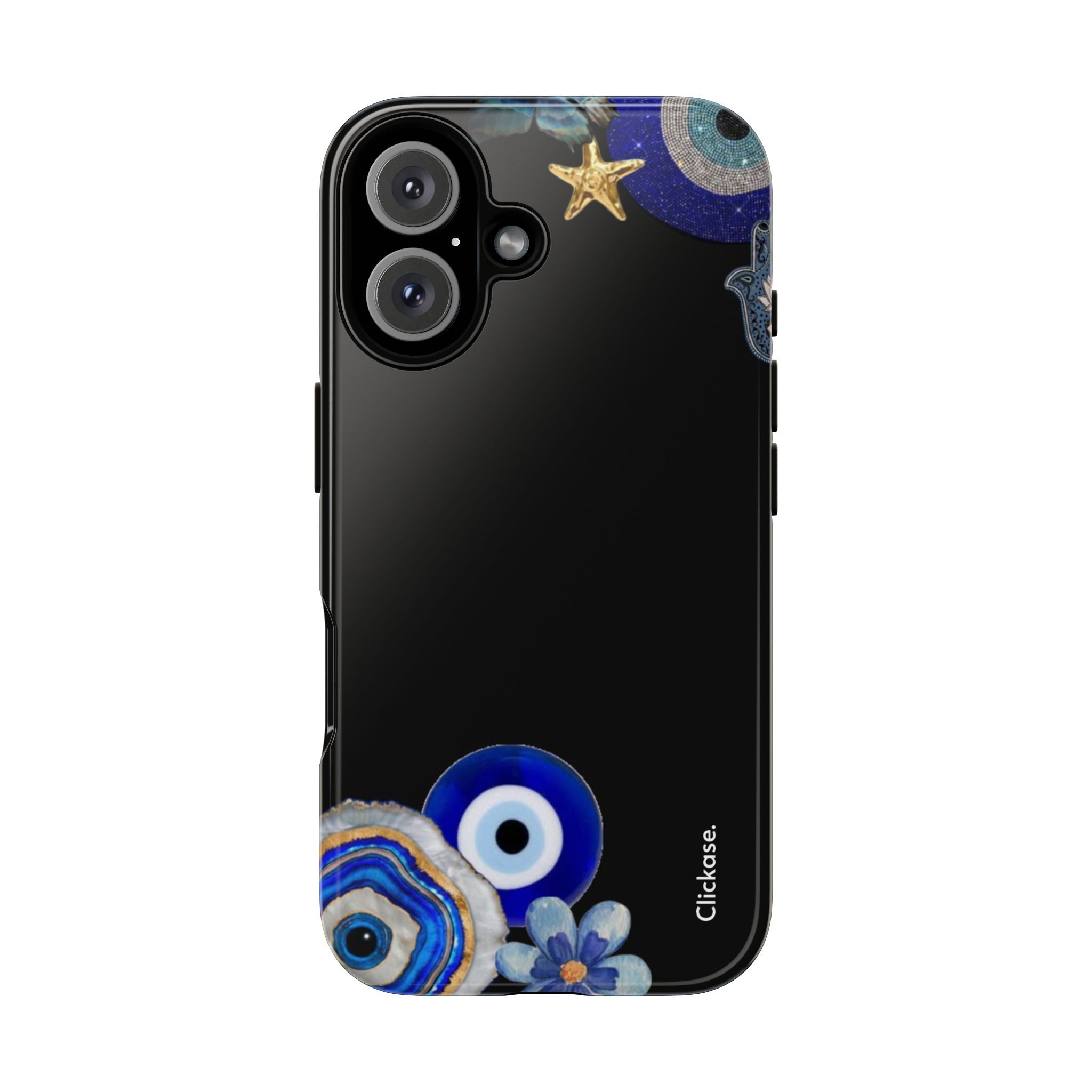 Evil Eye Protection – Blue Hamsa Charm Tough Phone Case by