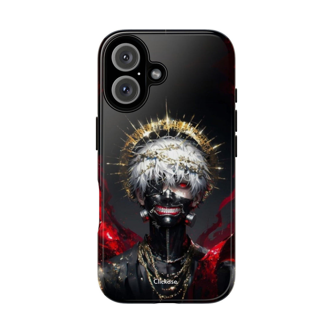 Ken Kaneki anime phone case with 3D wrap, shock-absorbing silicone, and vibrant design