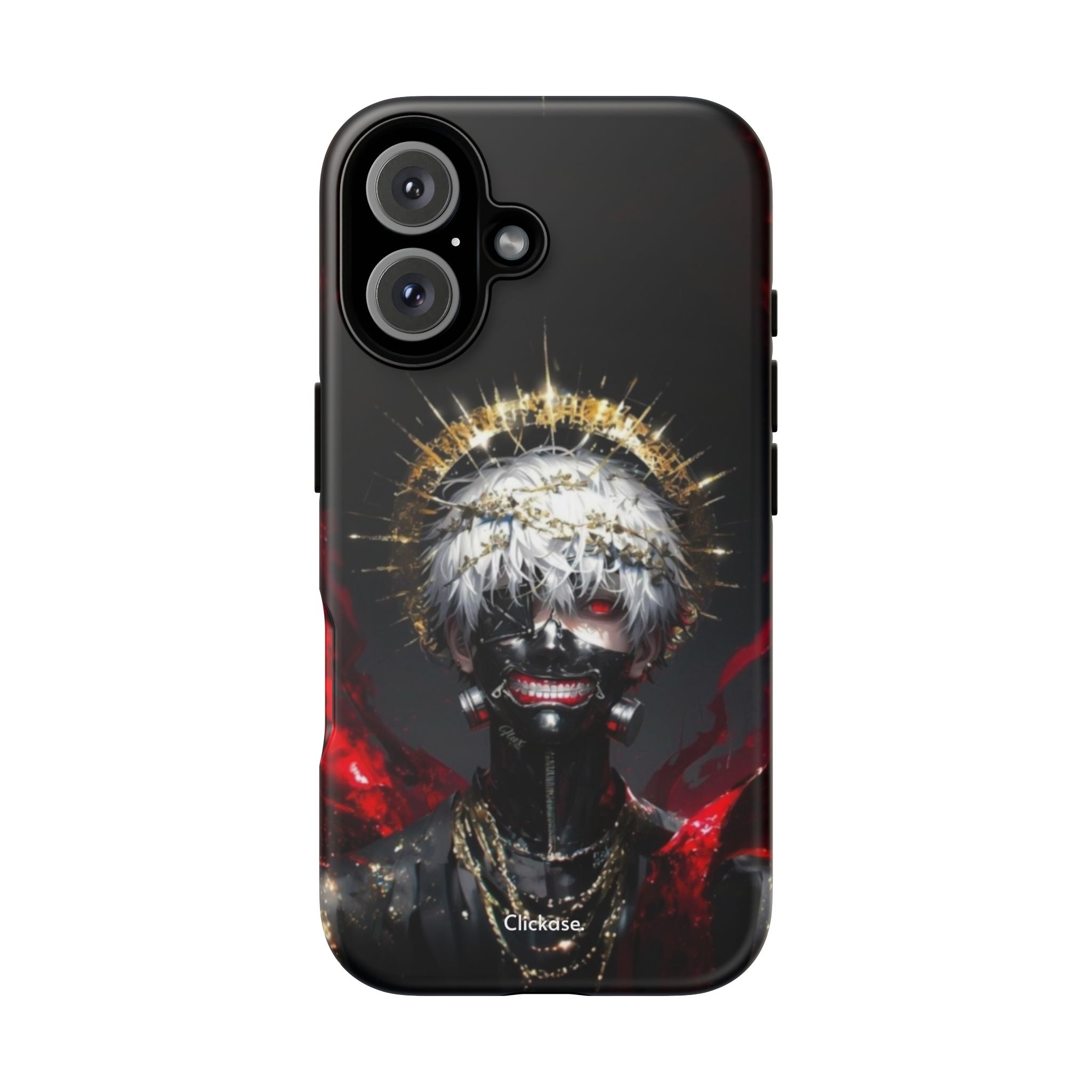 Ken Kaneki anime phone case with 3D wrap, shock-absorbing silicone, and UV protection for durable, stylish phone protection