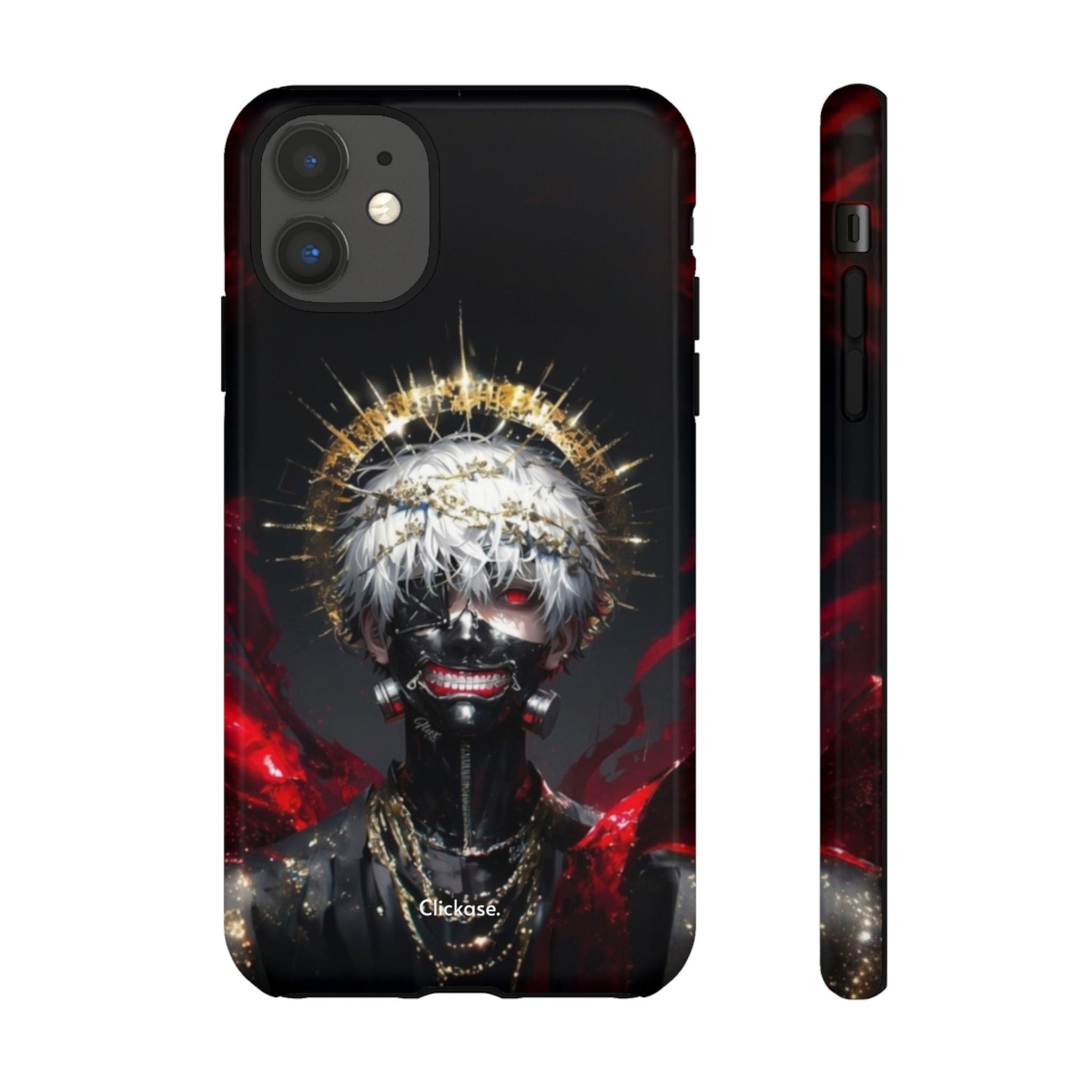 Ken Kaneki anime phone case with 3D wrap and shock-absorbing silicone liner for iPhone