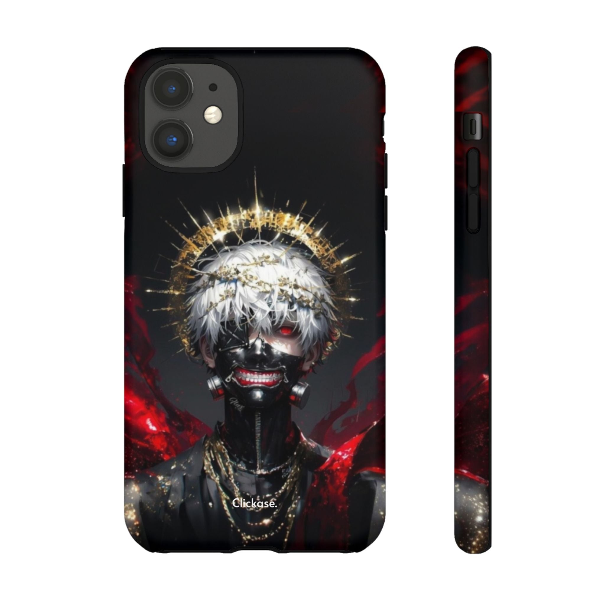 Ken Kaneki anime phone case with 3D wrap, shock-absorbing silicone, and vibrant design