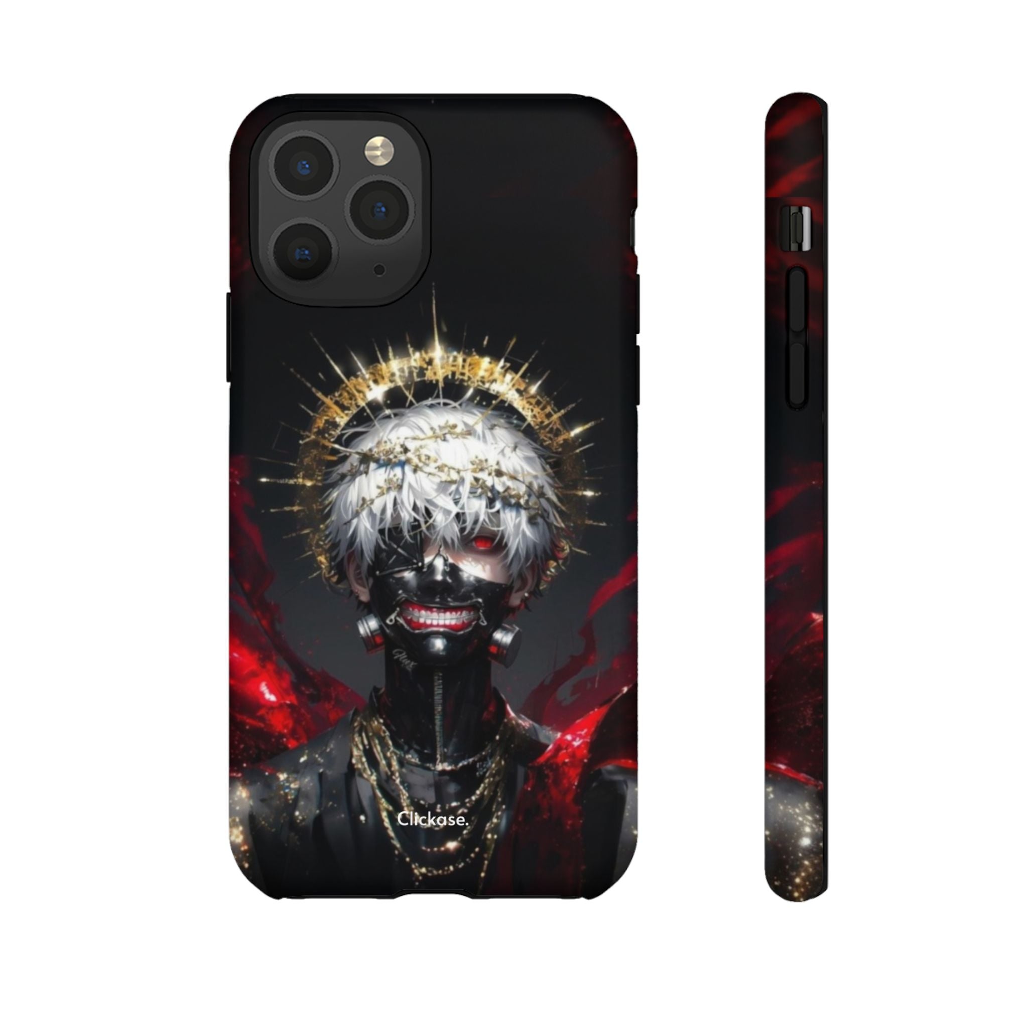 Ken Kaneki anime phone case with 3D wrap, durable shock-absorbing design, and vibrant full-color graphics