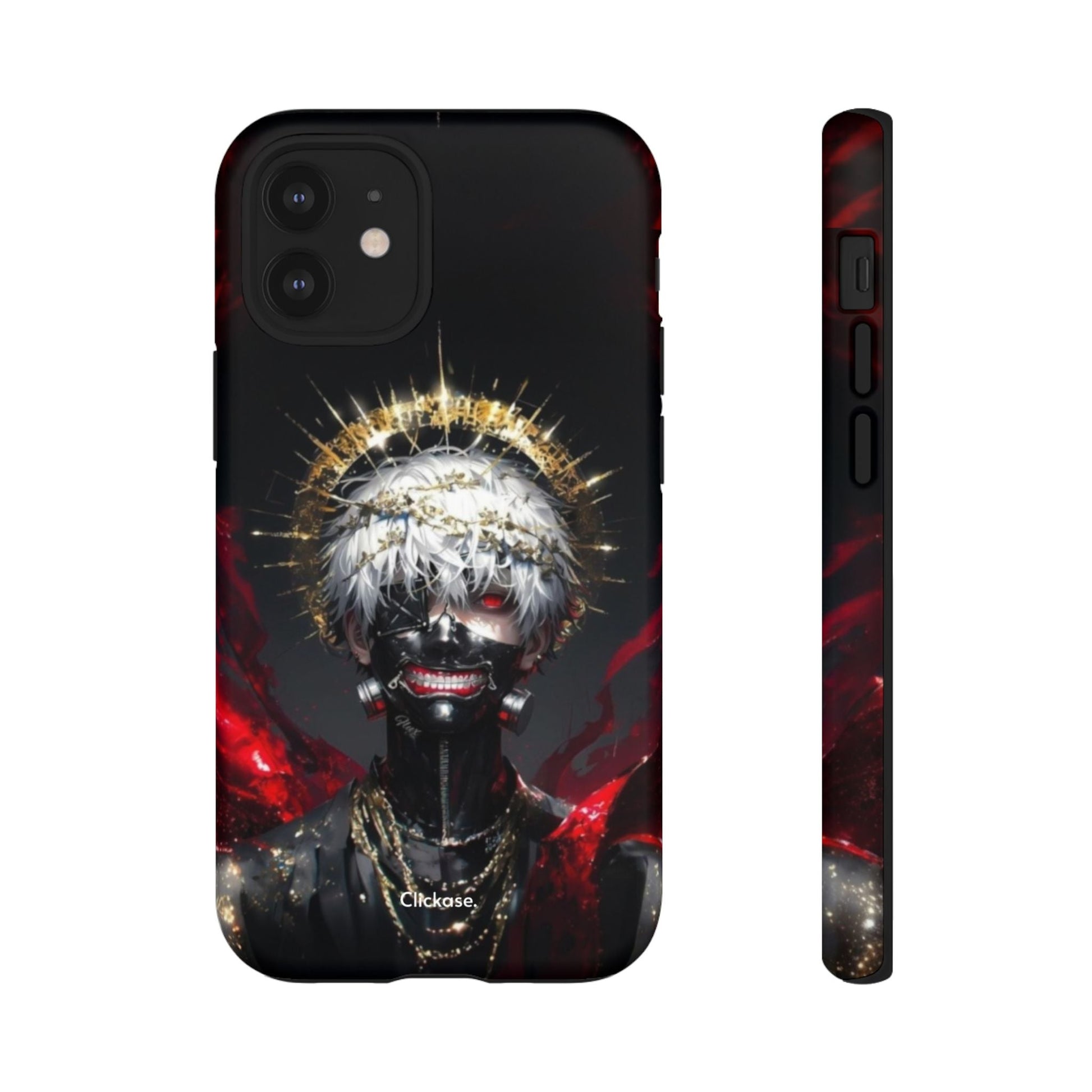 Ken Kaneki anime phone case with 3D wrap, durable shock-absorbing design, and vibrant full-color print