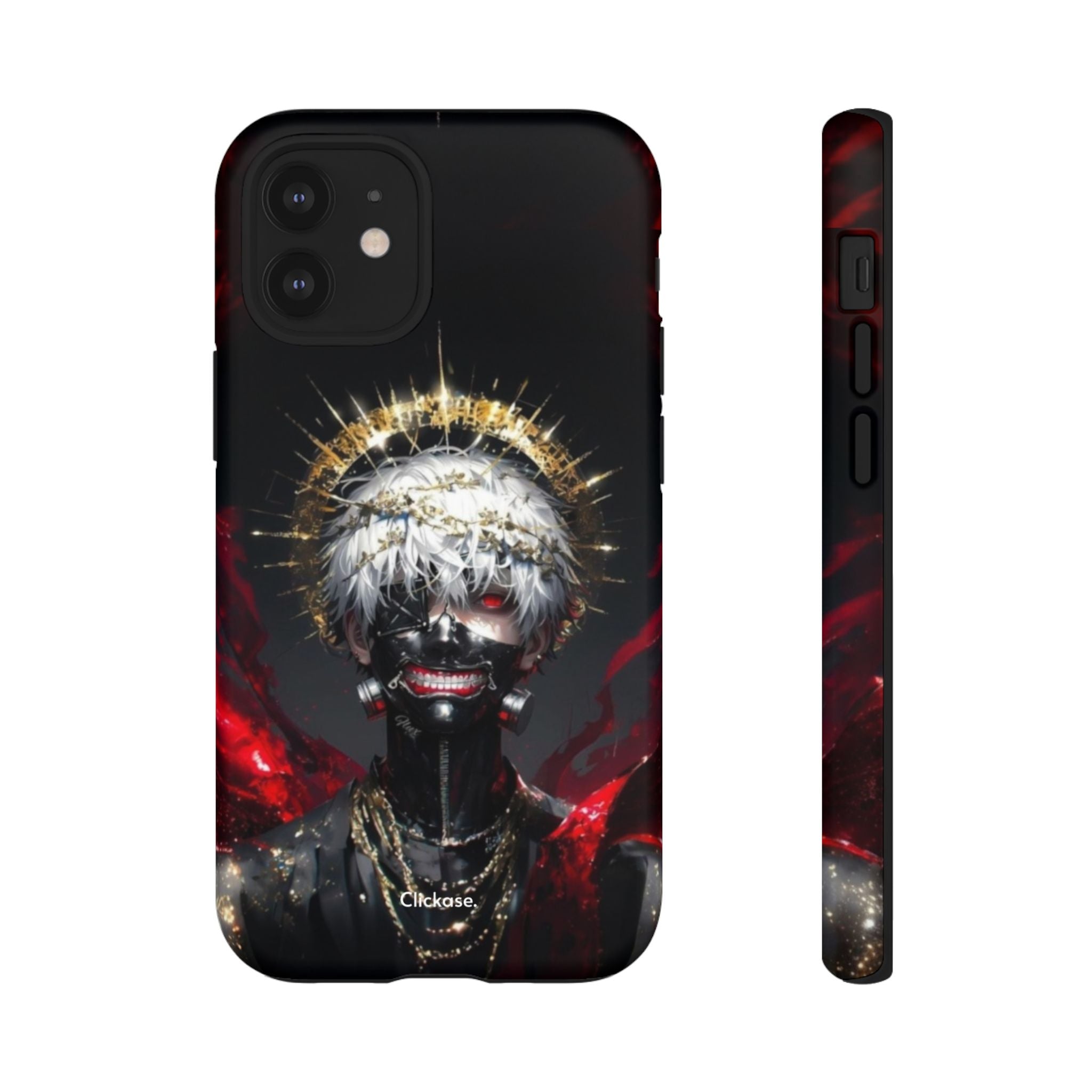 Ken Kaneki anime phone case with 3D wrap, durable shock-absorbing design, and vibrant full-color print
