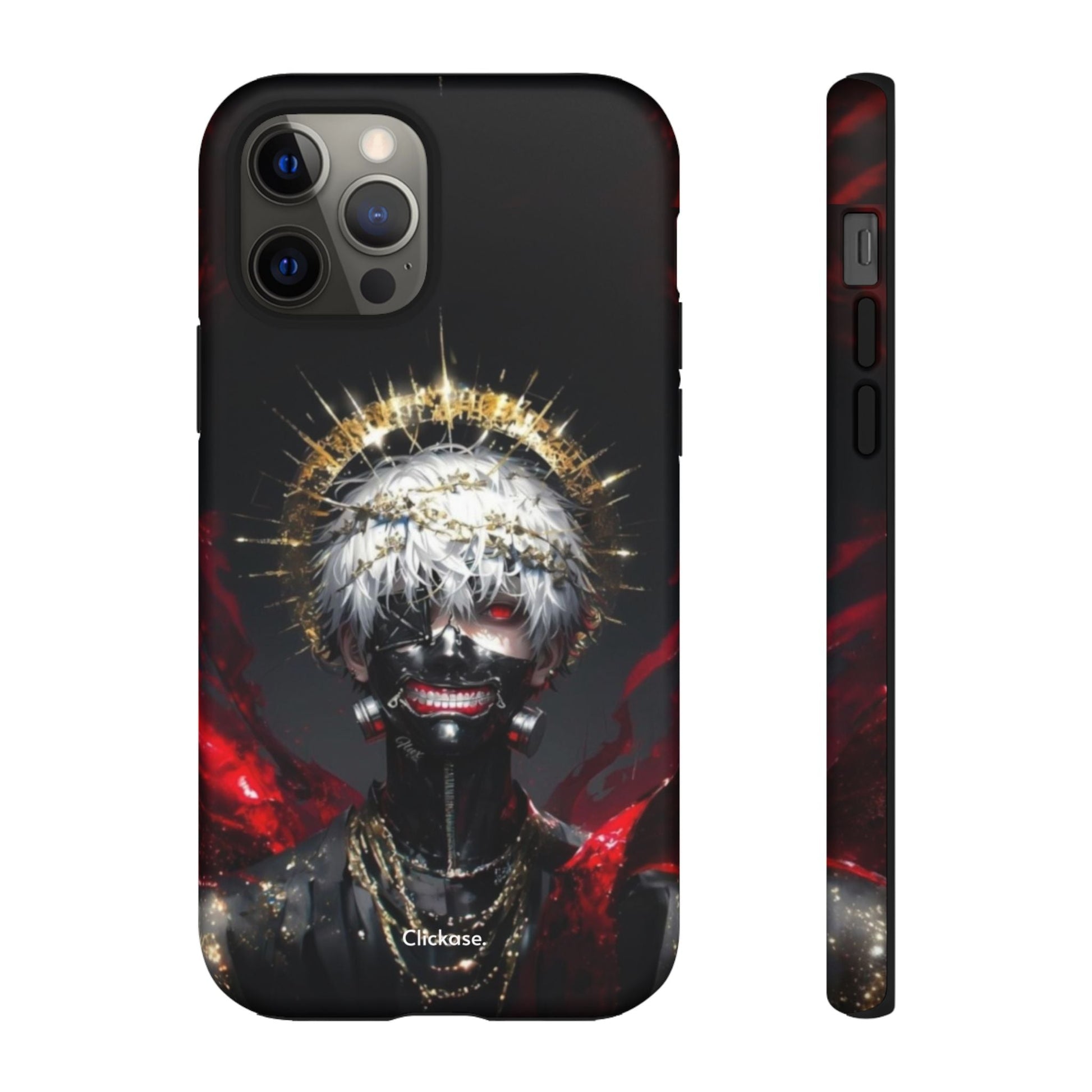Ken Kaneki anime phone case with 3D wrap, durable shock-absorbing design, and vibrant full-color graphics