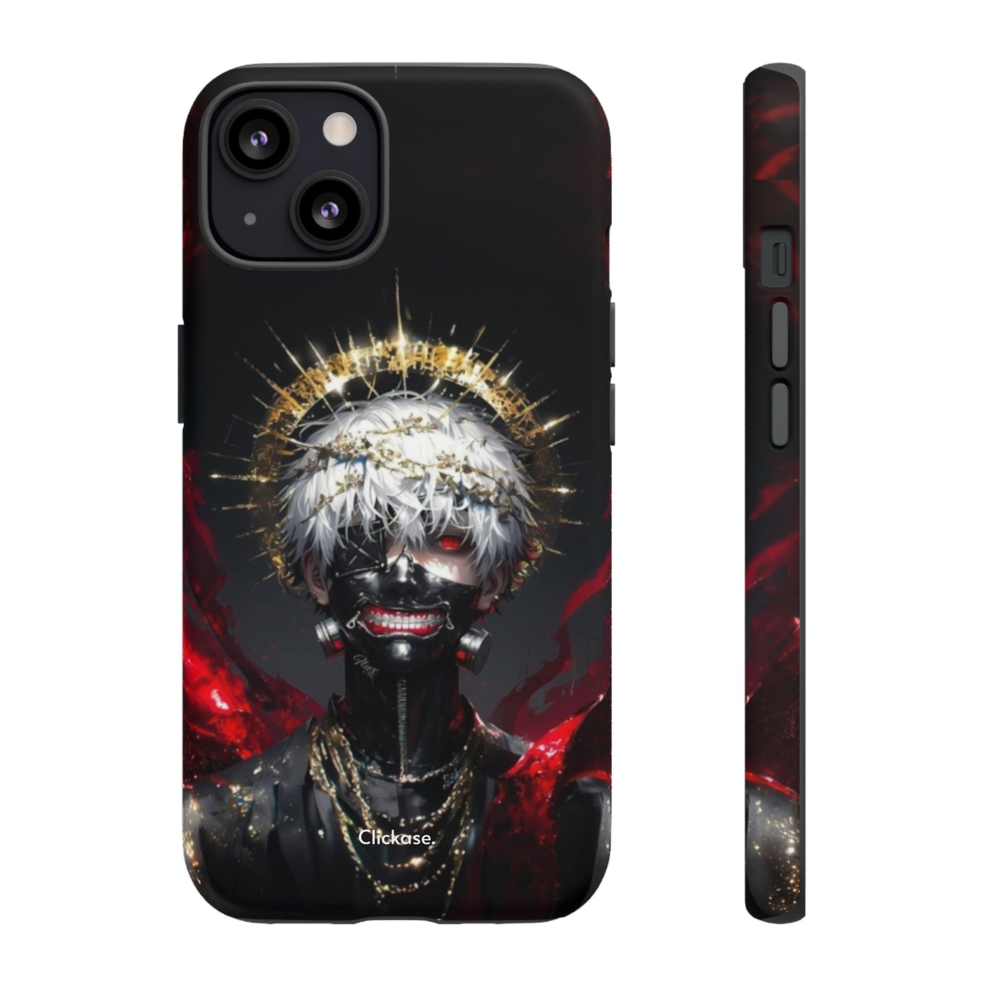 Ken Kaneki anime phone case with 3D wrap and shock-absorbing silicone liner for iPhone