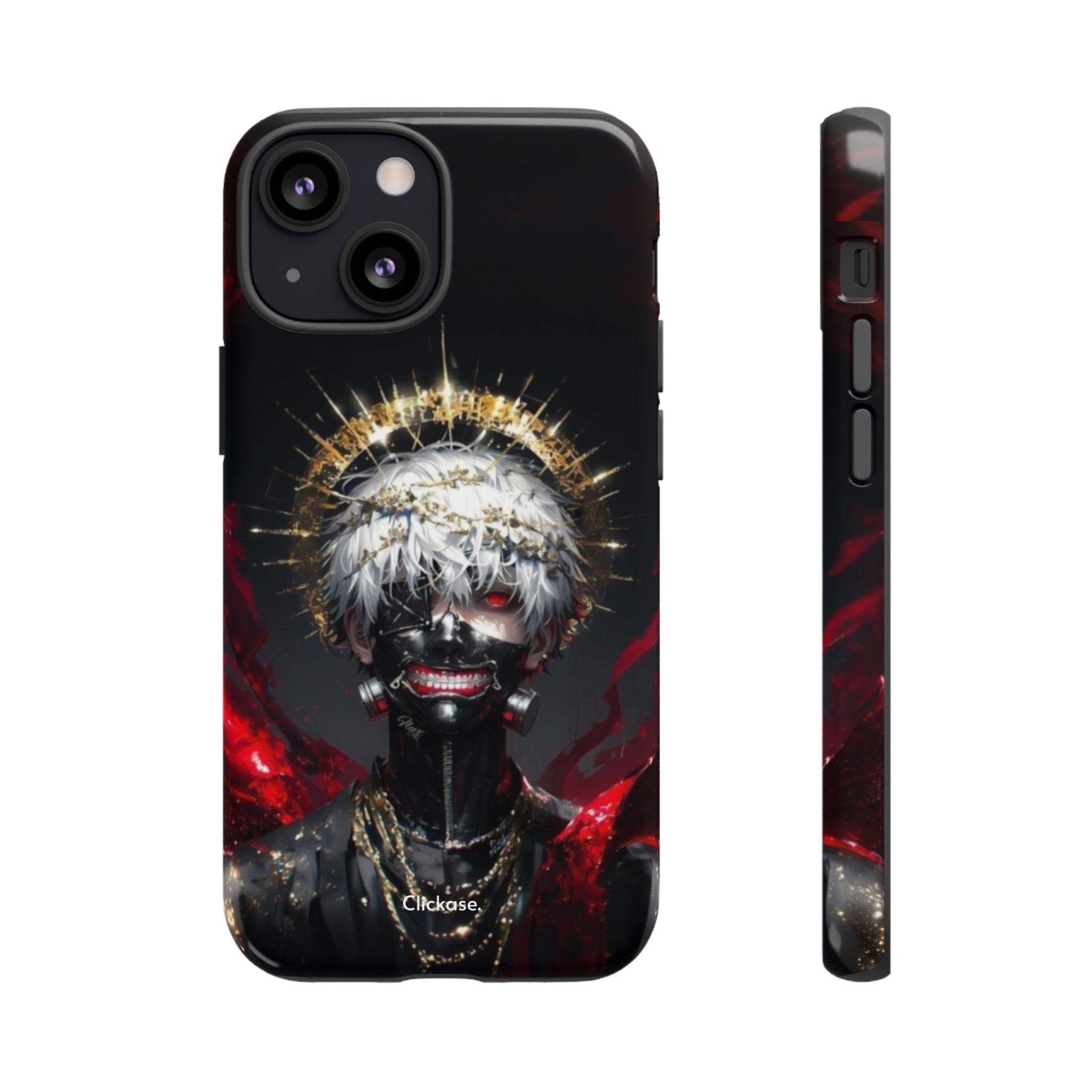 Ken Kaneki anime phone case with 3D wrap, shock-absorbing silicone, and vibrant graphics